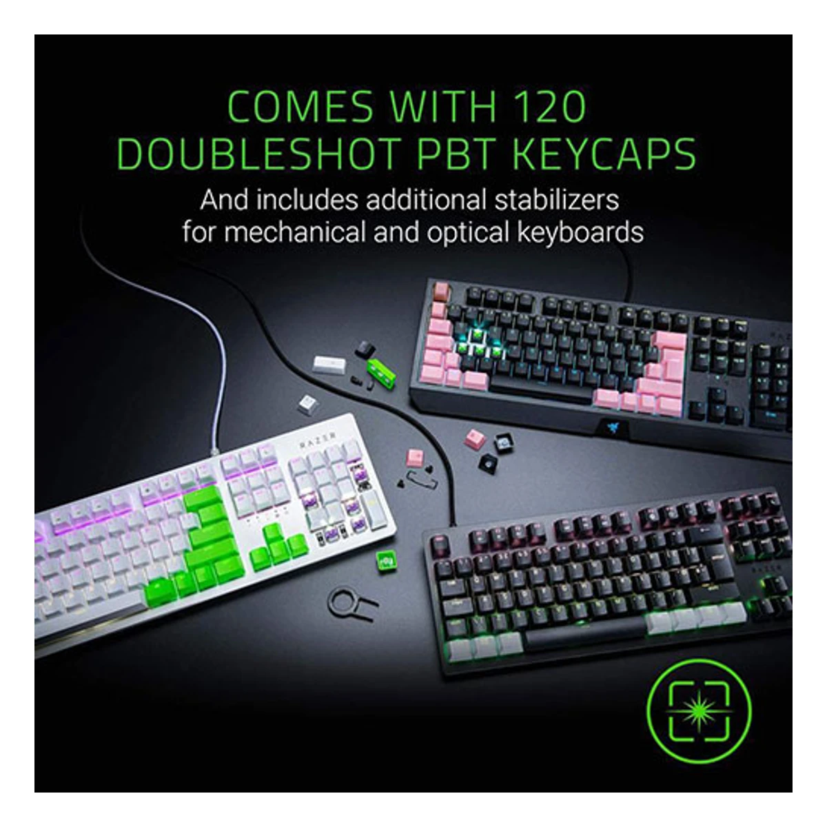 Razer Doubleshot PBT Keycap Upgrade Set for Mechanical & Optical Keyboards - Quartz Pink | RC21-01490300-R3M1 view 5
