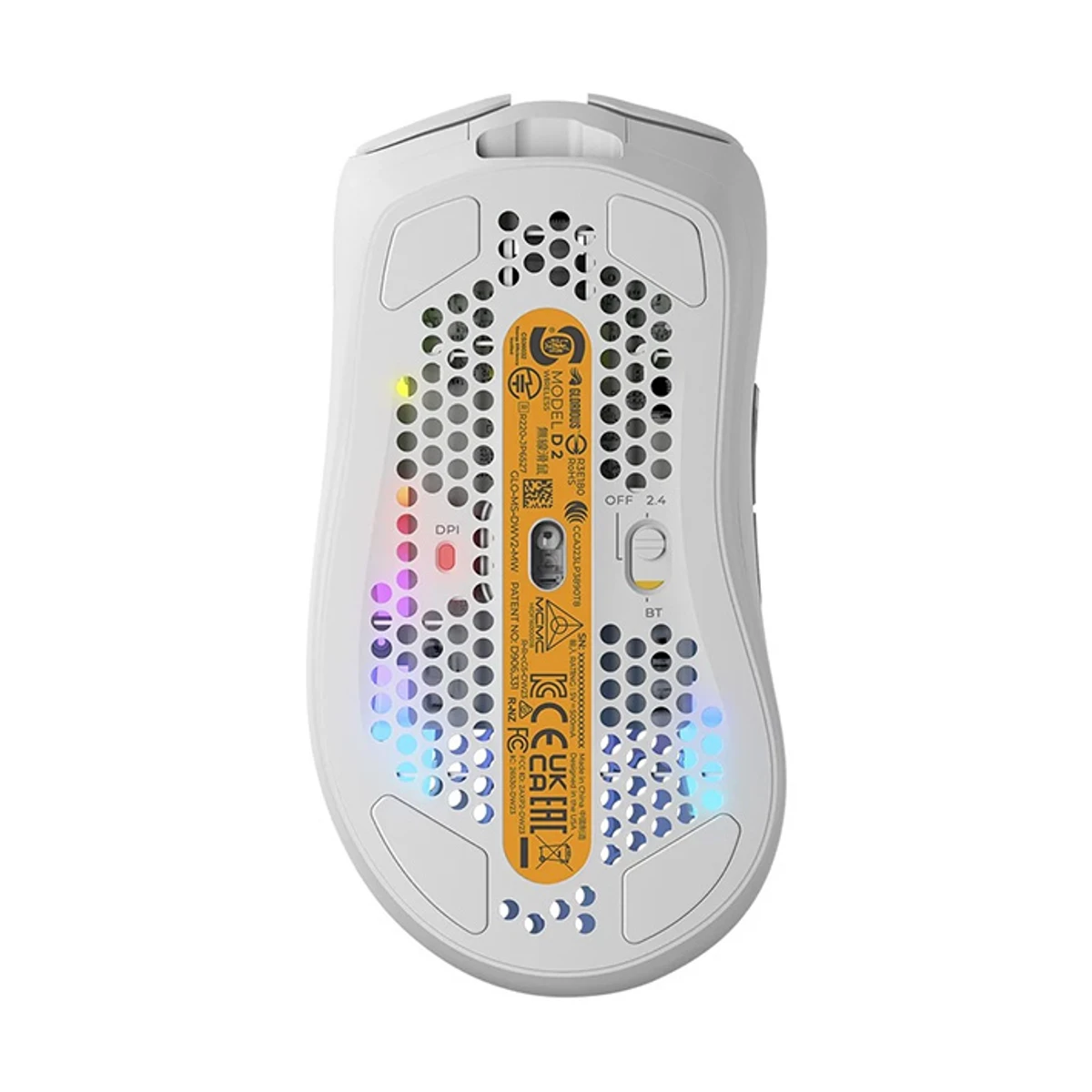 Glorious Model D 2 Wireless Optical RGB Gaming Mouse - White (26,000 DPI, 6 Buttons, 66g) - GLO-MS-DWV2-MW view 6