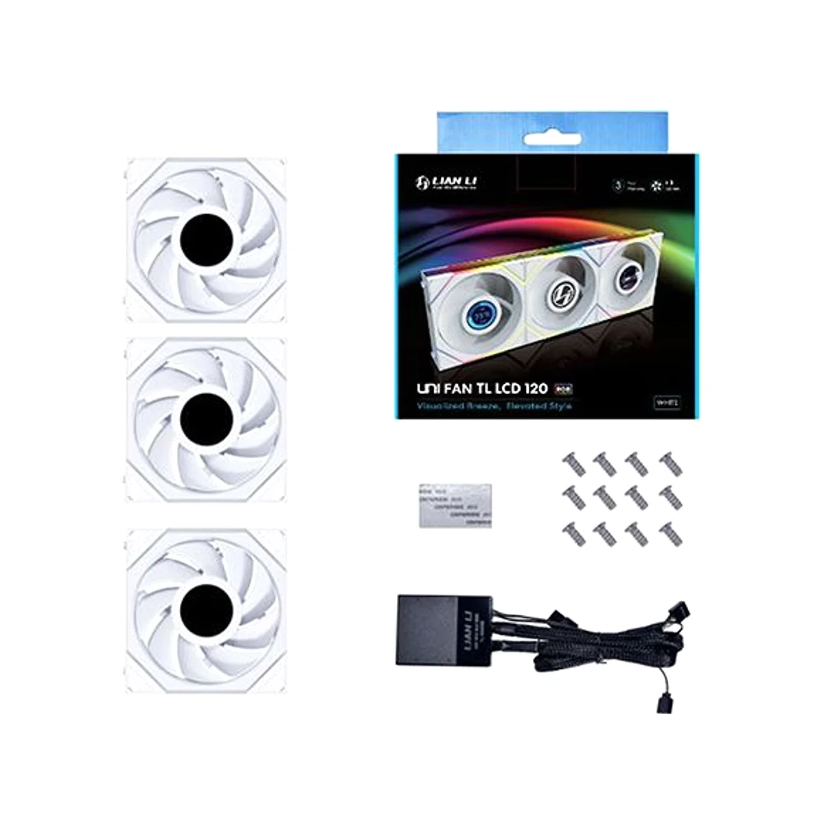 Lian Li UNI FAN TL120 LCD RGB Triple-Pack Fan - White - G99.12TLLCD3W.00 view 3