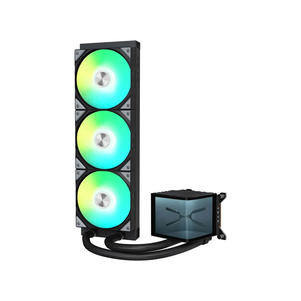 TRYX PANORAMA ARGB 360 ARGB AIO CPU Liquid Cooler - Black (360mm Radiator, AMOLED Screen, ARGB Fans) - L-P360A-AS3M-G0K view 2