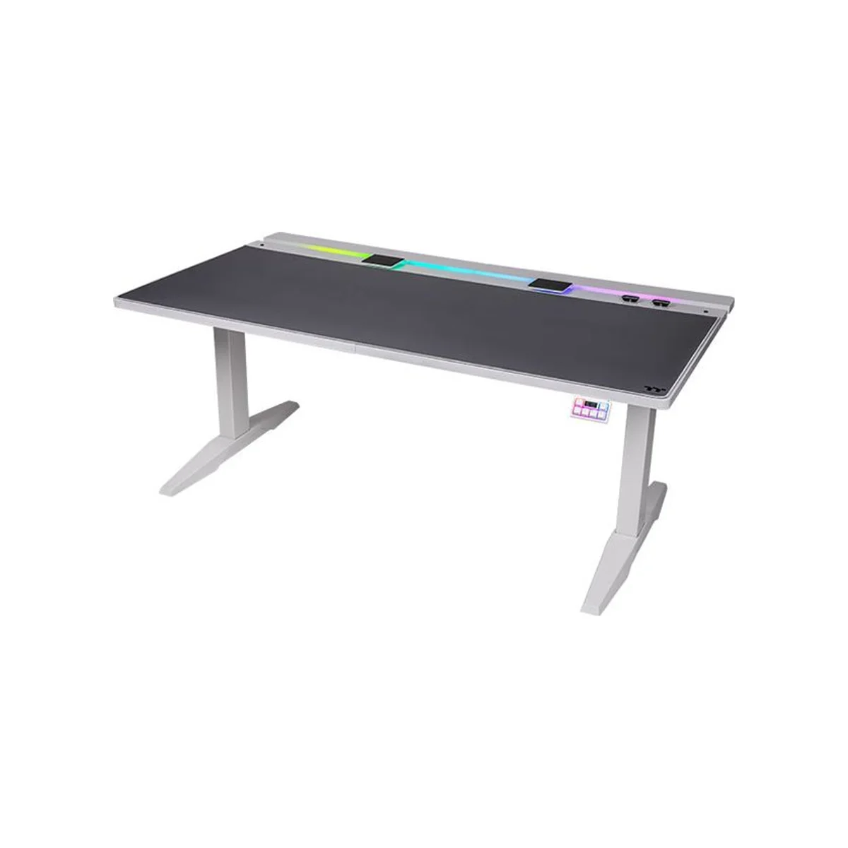 Thermaltake G700 RGB Adjustable Height Electric Gaming Desk - White | Two Motors, 160cm Width - GGD-G70-WHEIRX-22