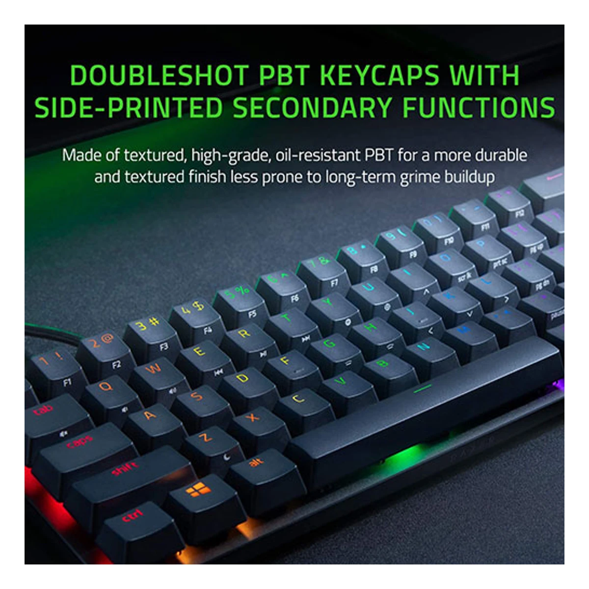 Razer Huntsman Mini 60% Gaming PBT Chroma RGB Keyboard with Clicky Purple Optical Switches | RZ03-03390100-R3M1 view 3