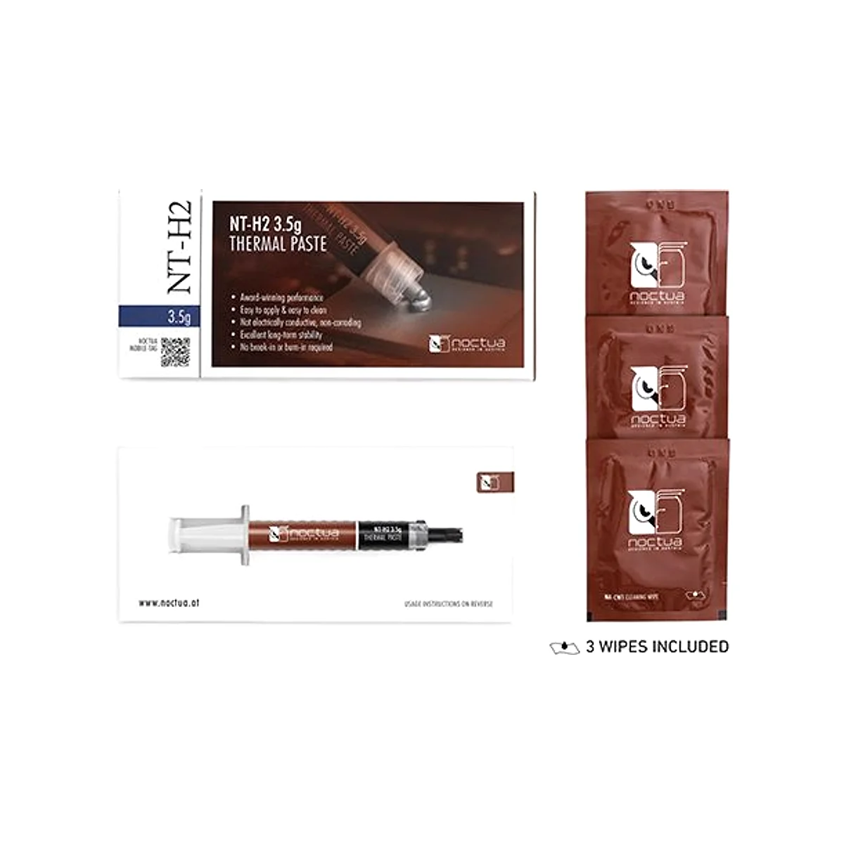 Noctua 3.5g Thermal Compound Paste With 3 Cleaning Wipes | NT-H2 3.5g view 3