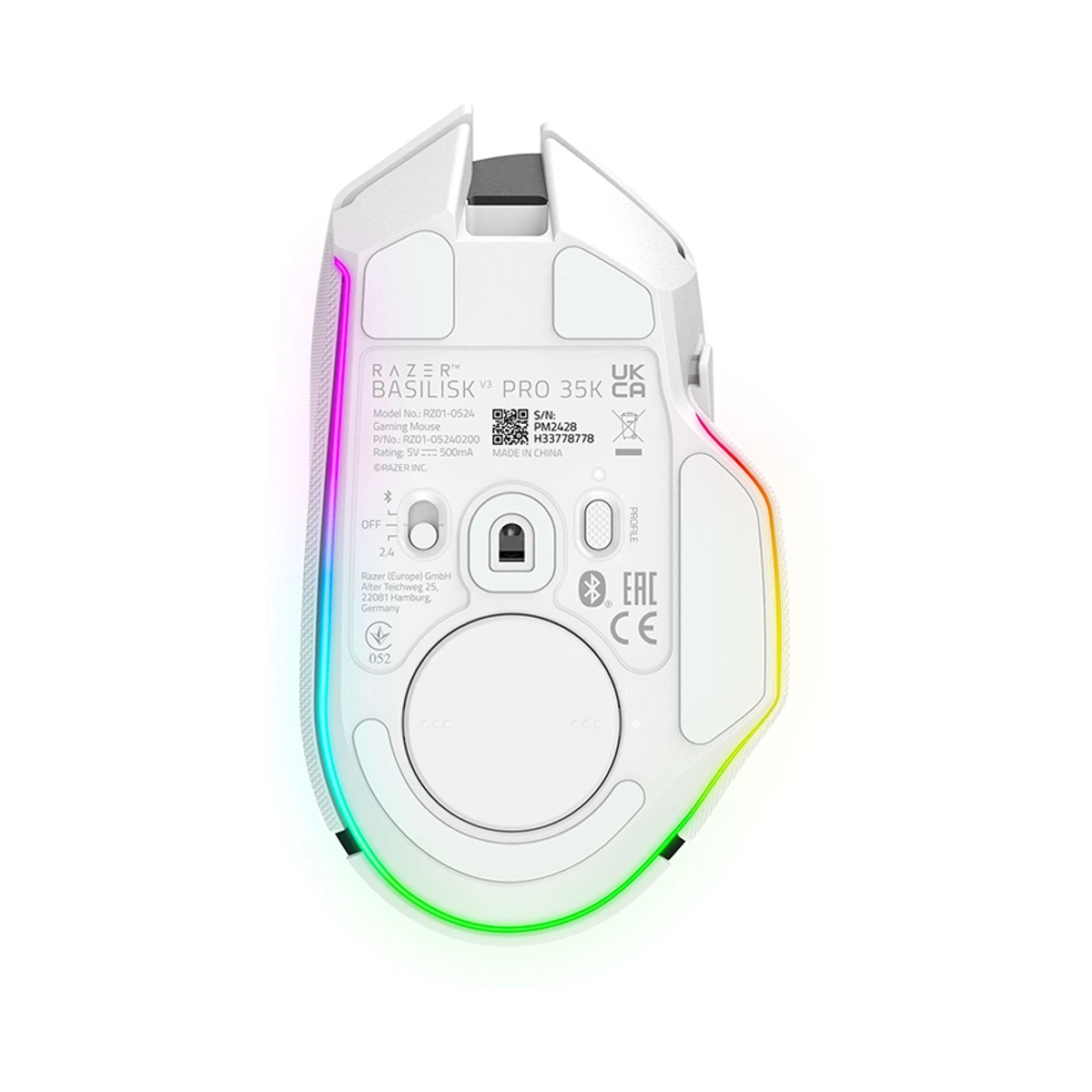 Razer Basilisk V3 Pro 35K Optical RGB Wireless Gaming Mouse - White - RZ01-05240200-R3G1 view 4