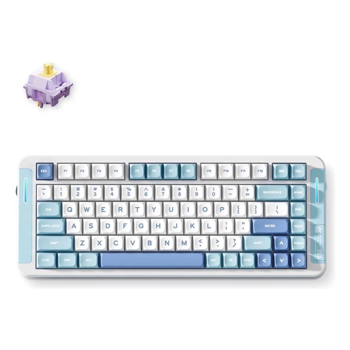 MCHOSE X75 V2 75% Layout Gasket RGB Tri-Mode Mechanical Gaming Keyboard - Blue | MC-X75V2-1 view 2