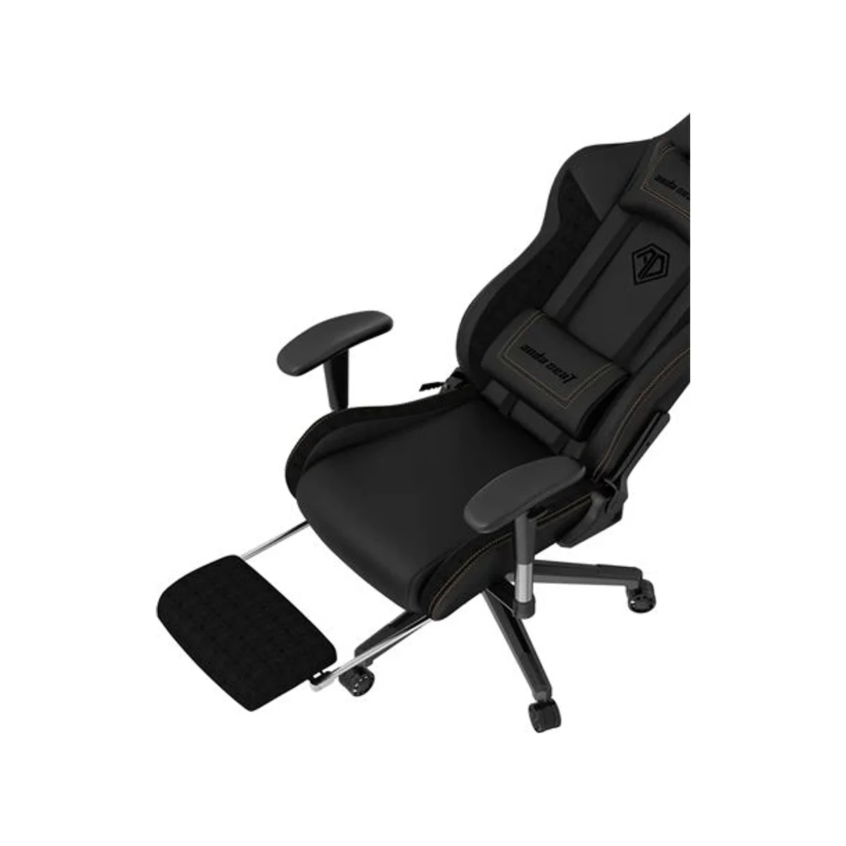 ANDASEAT Jungle 2 Series Gaming Chair with Footrest - Black (PVC Linen Fabric, 150KG Capacity, Ergonomic Design) - AD5T-03-B-PVF view 4