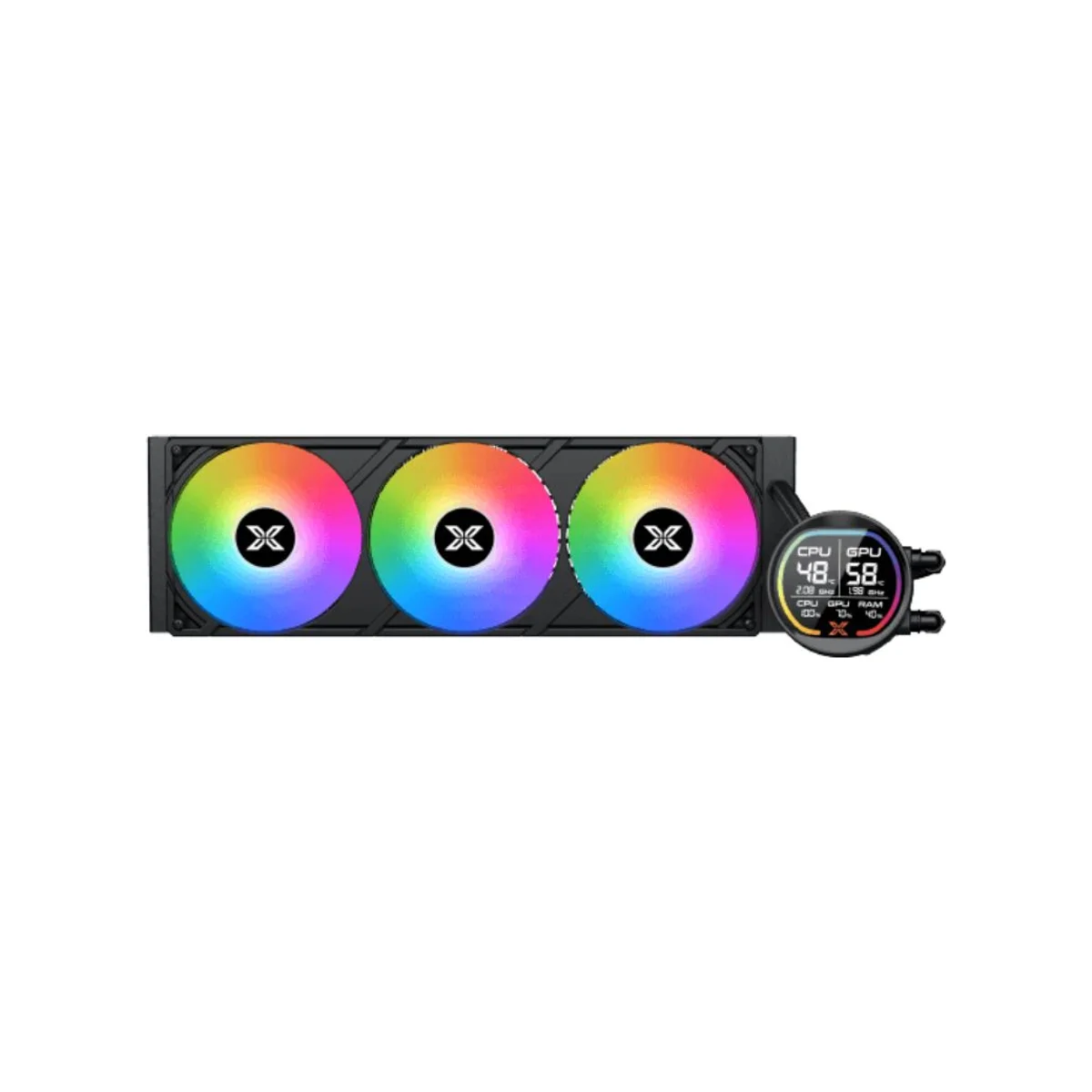 XIGMATEK LK Pro 360 Digital CPU Liquid Cooler - Black (360mm Radiator, ARGB Fans, Digital LCD) - EN47404 view 2