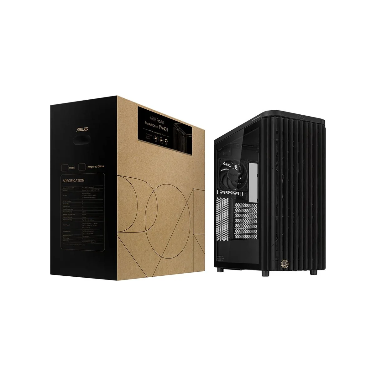 Asus ProArt PA401 Edition Tempered Glass Wood Edition ATX Gaming Case - Black - 90DC00M0-B39000 view 7
