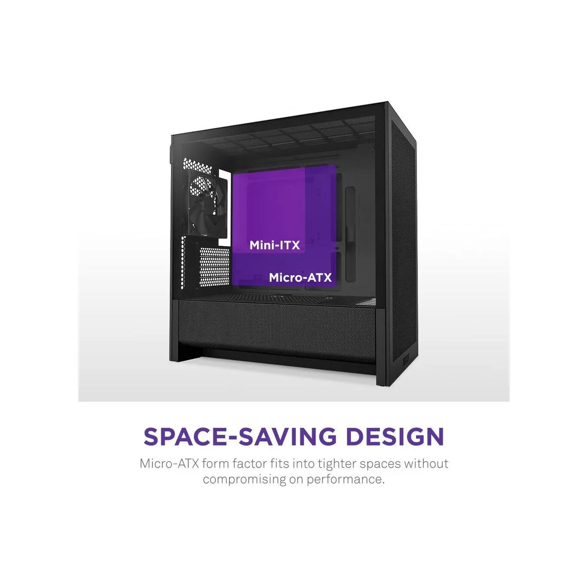 NZXT H3 Flow (2025) Micro-ATX Mid Tower Case - All Black - CC-H31FB-01 view 5