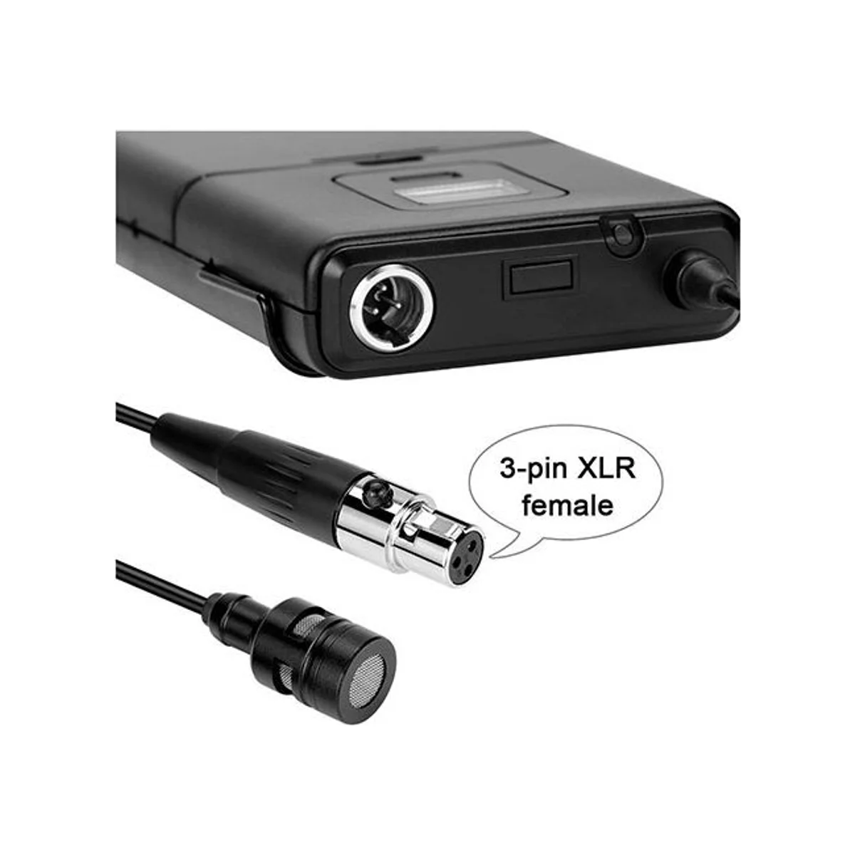 FIFINE 20-Channel UHF Wireless Lavalier Lapel Microphone System with Bodypack Transmitter & Portable Receiver (Black) - K037 view 6