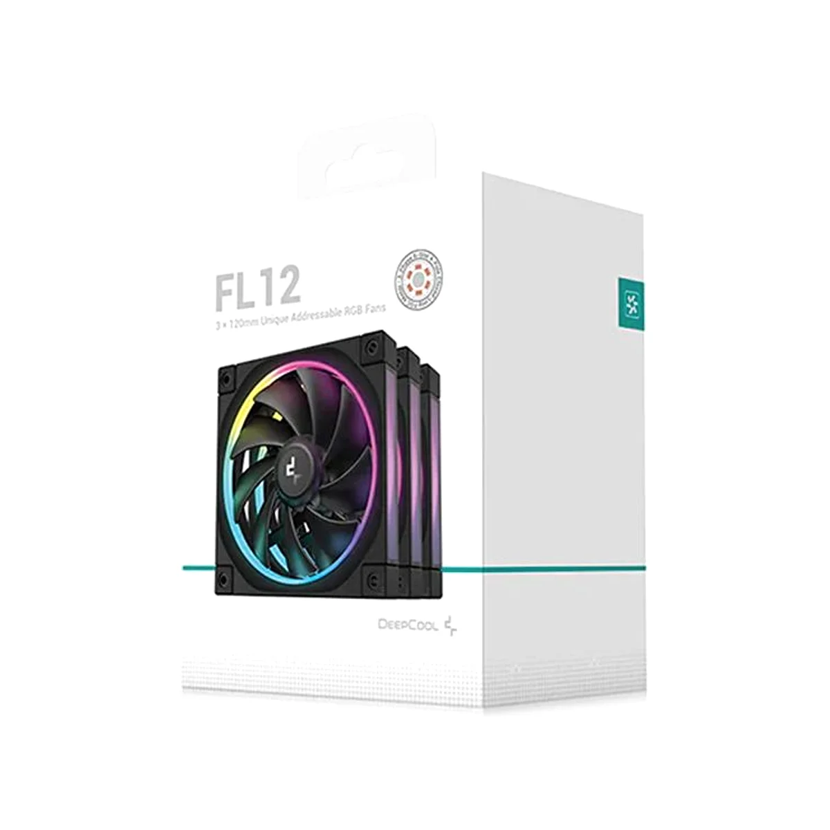 DEEPCOOL FL12 RGB LED 120mm PWM Triple Pack Fan - Black - DP-FRGB-RF120-3C view 4