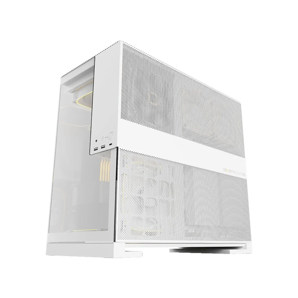 Geometric Future M5 Tempered Glass E-ATX Gaming Case - White - GEO-M5F-W view 3