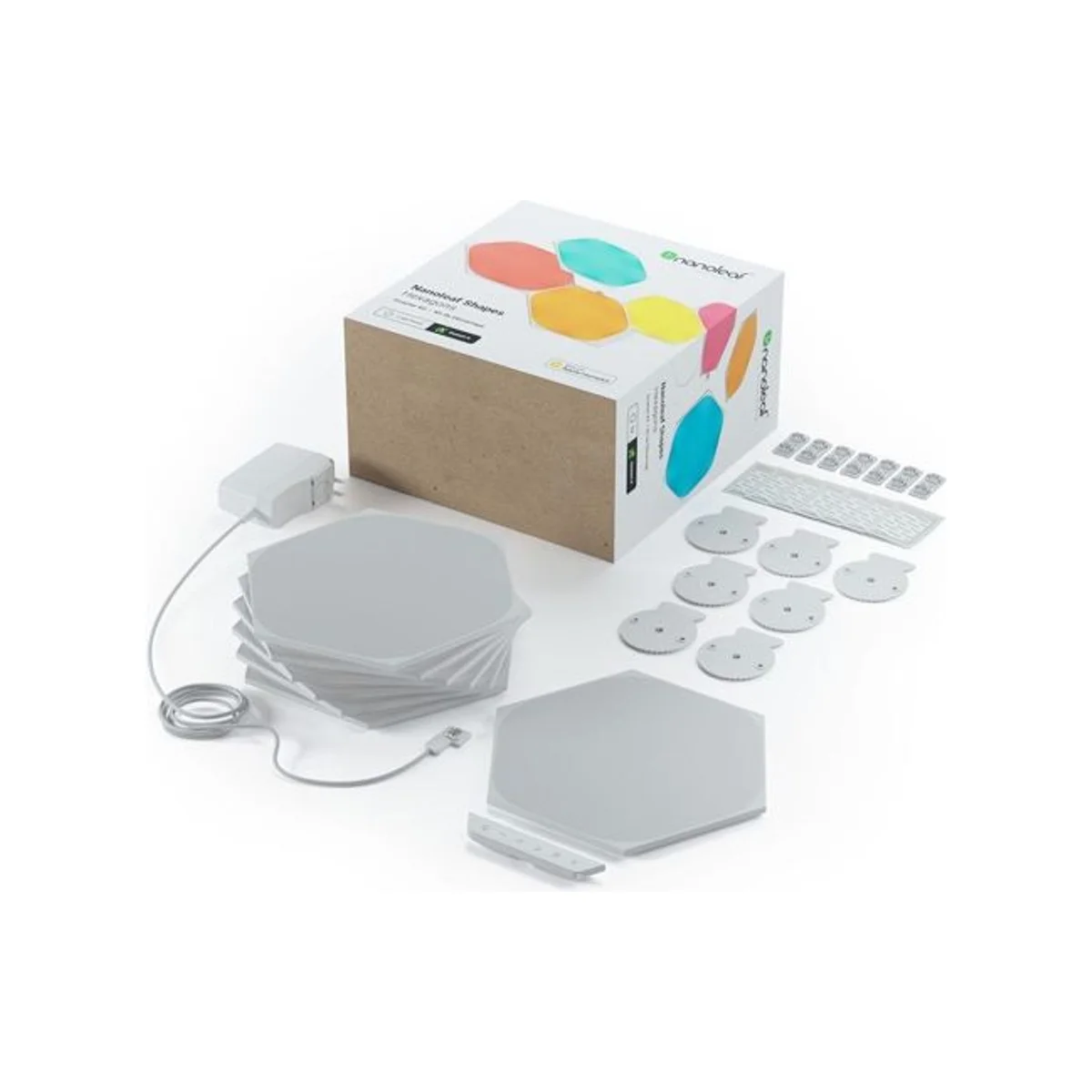 Nanoleaf Shapes Hexagons Starter Kit - 9 Panels (Multi, LED, Modular, Touch-Reactive, Wi-Fi) - NL42-0002HX-9PK view 2