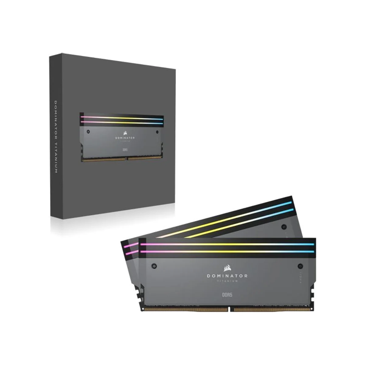 Corsair Dominator Titanium RGB 64 GB (2X32) DDR5 6000MHz RAM Memory (CL30, Grey) – cmp64gx5m2b6000z30 view 2