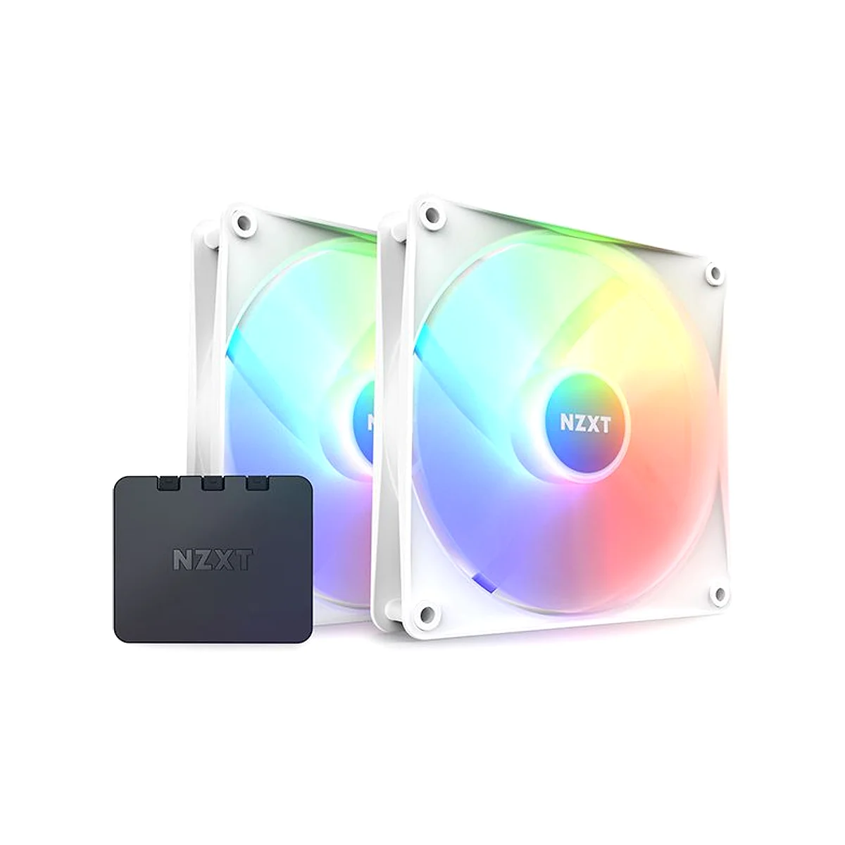 NZXT F140 RGB Core 2 x 140mm Hub-Mounted RGB Twin Pack Fans - White - RF-C14DF-W1