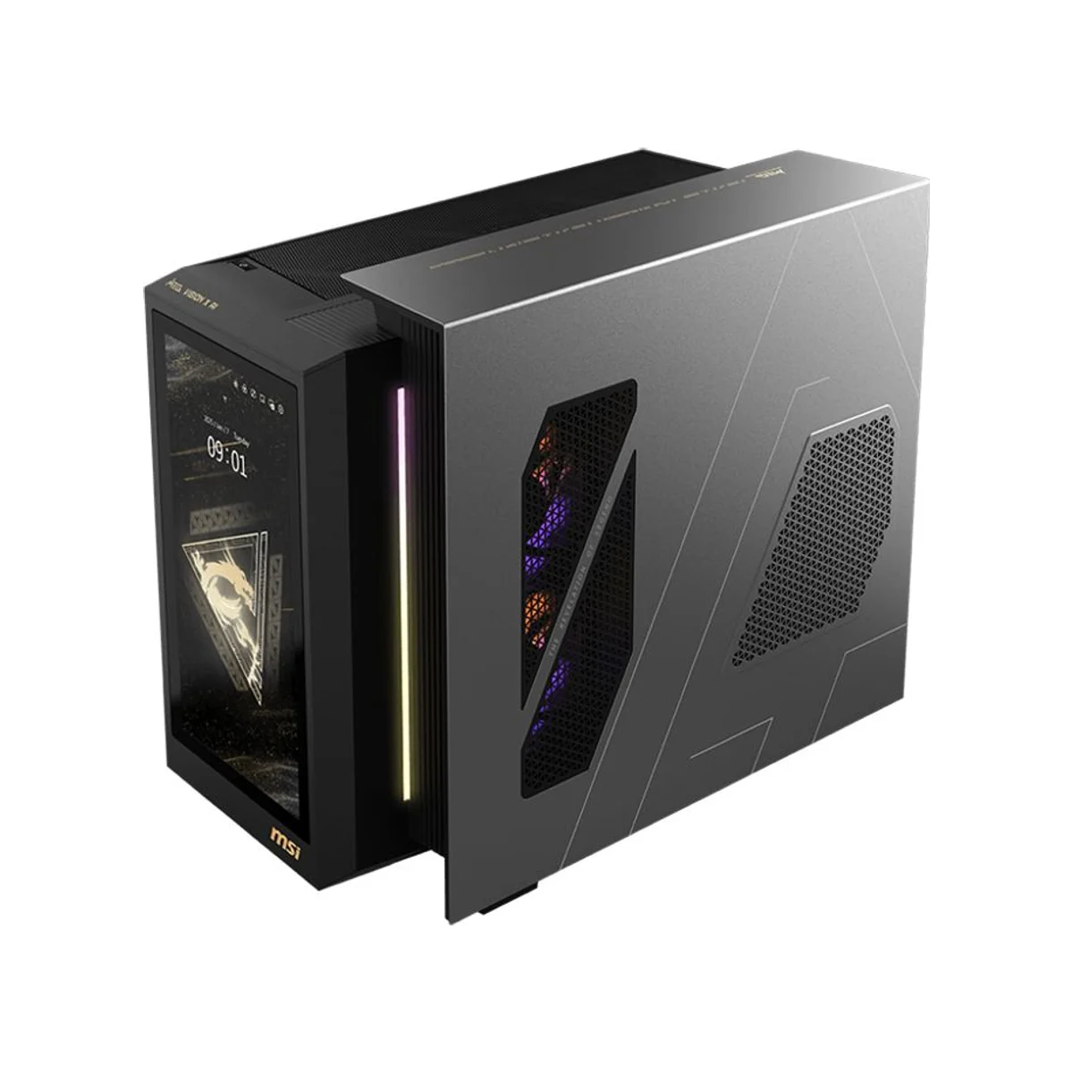 MSI MEG Vision X AI 2nd Barebone Gaming Desktop - Black (Intel Core Ultra 9 285K, 13.3" AI Touchscreen, Wi-Fi 7) - 936-B92111-011 view 2