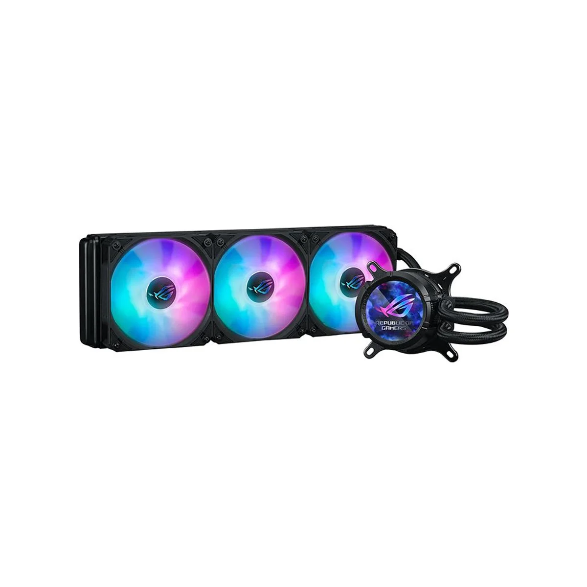 ASUS ROG STRIX LC III LCD 360mm ARGB CPU Liquid Cooler - Black (360mm Radiator, 3x 120mm PWM Fans, 2.1" IPS LCD, Aura Sync) - 90RC00W1-M0UAY0