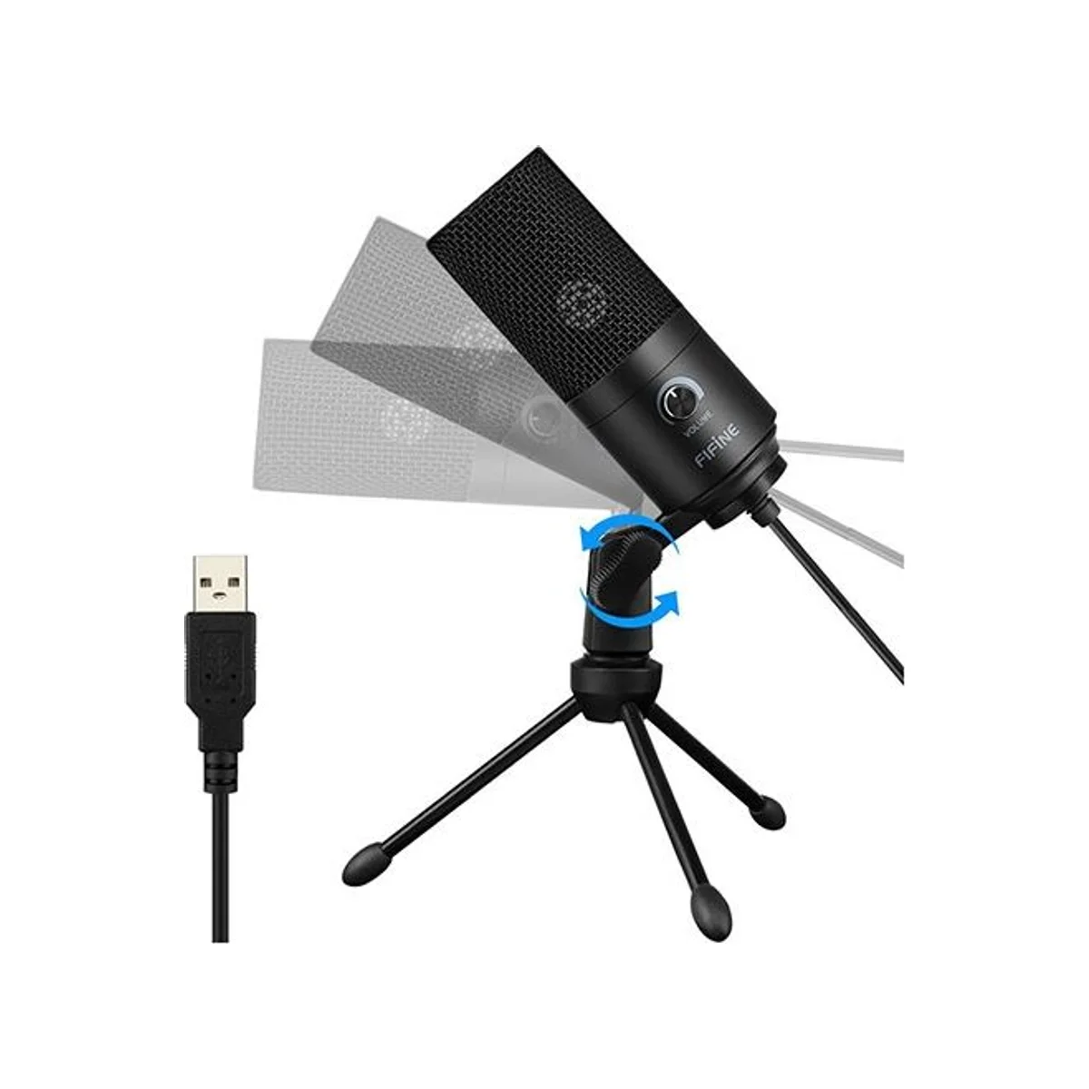 FIFINE Metal Condenser Recording Microphone For Laptop/MAC/Windows Cardioid Studio Recording Vocals, Voice Overs, Streaming Broadcast & YouTube Videos (Black) - K669B view 2