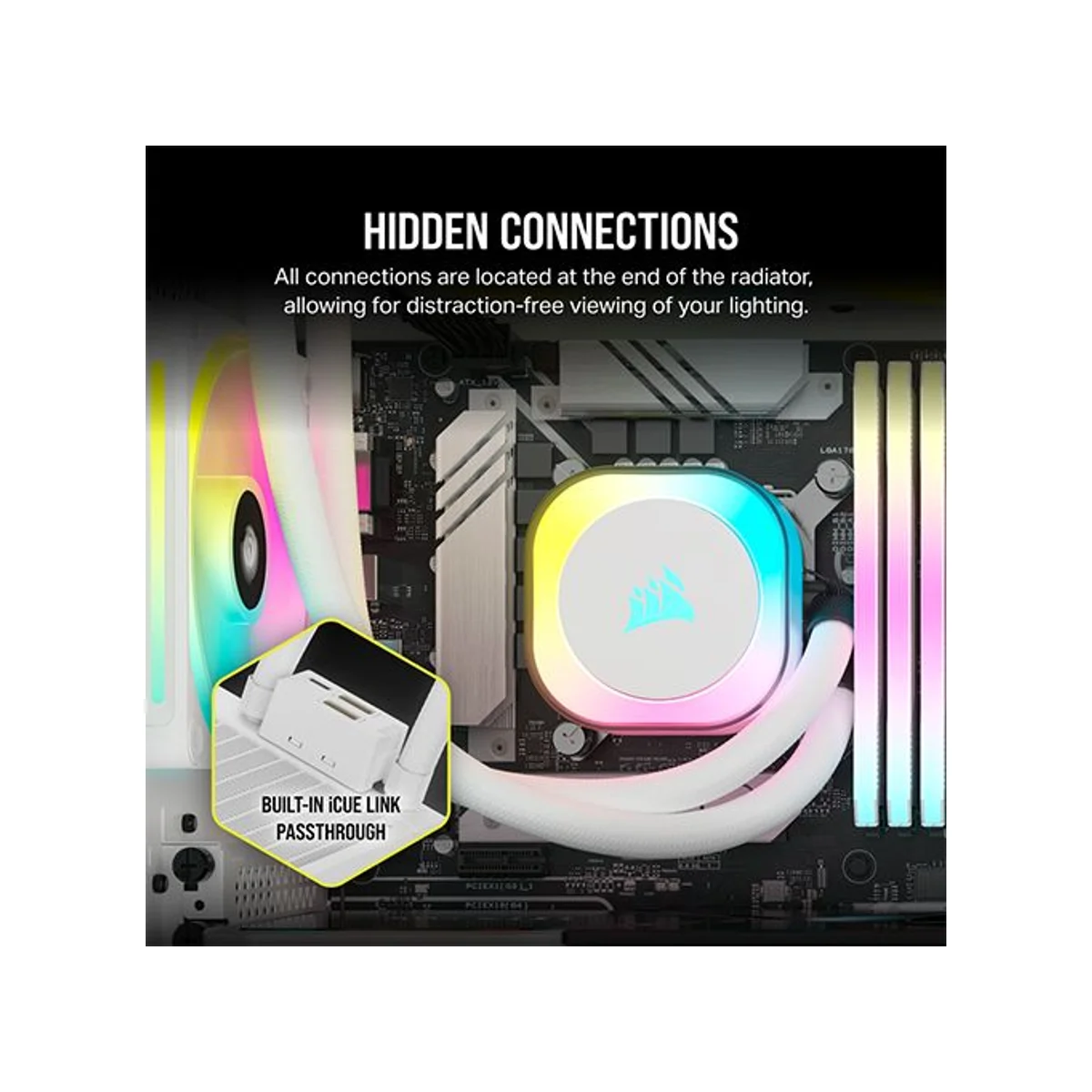 CORSAIR iCUE LINK H150i RGB Liquid CPU Cooler (White, 360mm Radiator, QX120 Fans) - CW-9061006-WW view 5