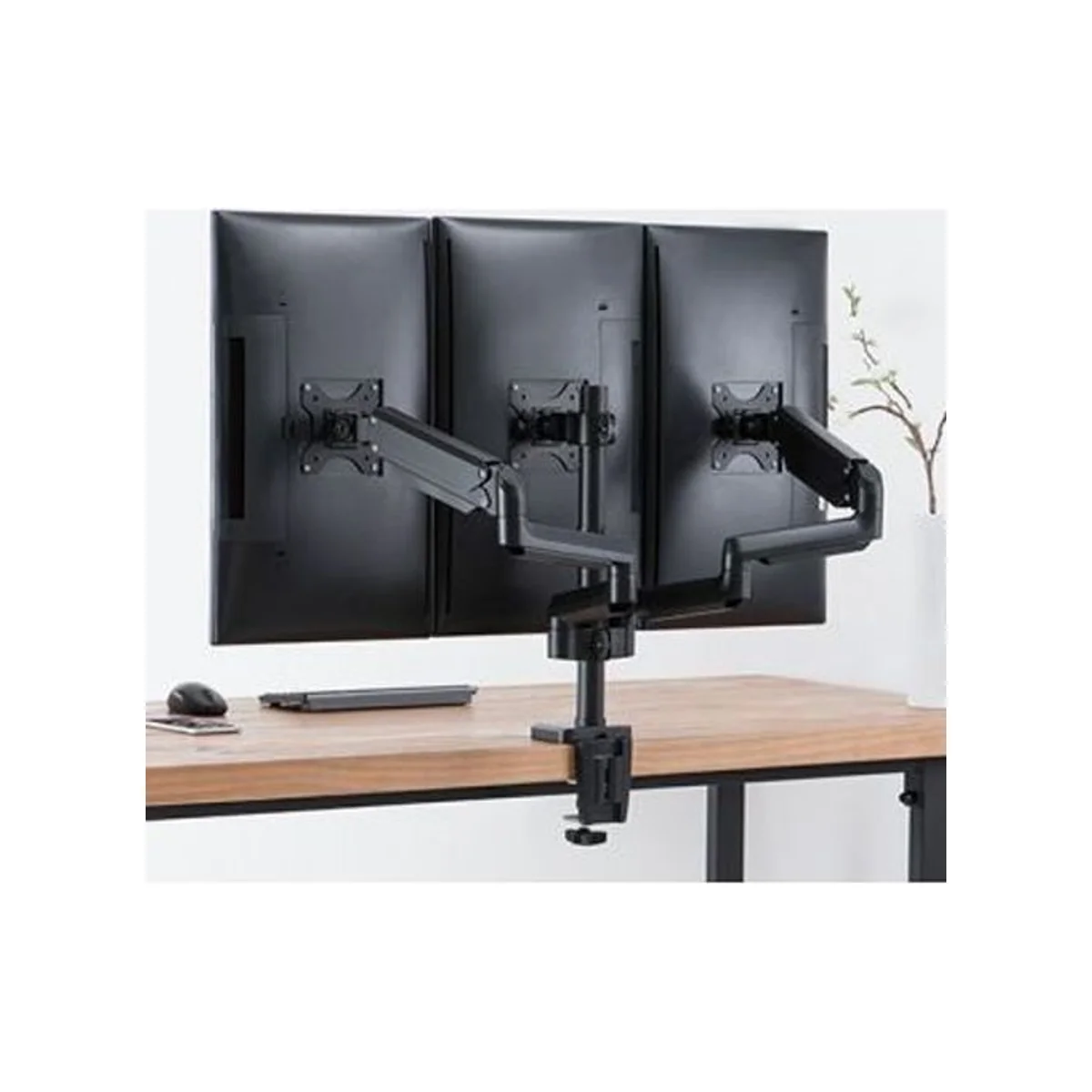 TWISTED MINDS LDT26-C036UP Premium Triple Monitors Mount Stand (Matte Black, Gas Spring Arm, Aluminum/Steel/Plastic, VESA 75x75/100x100) view 3