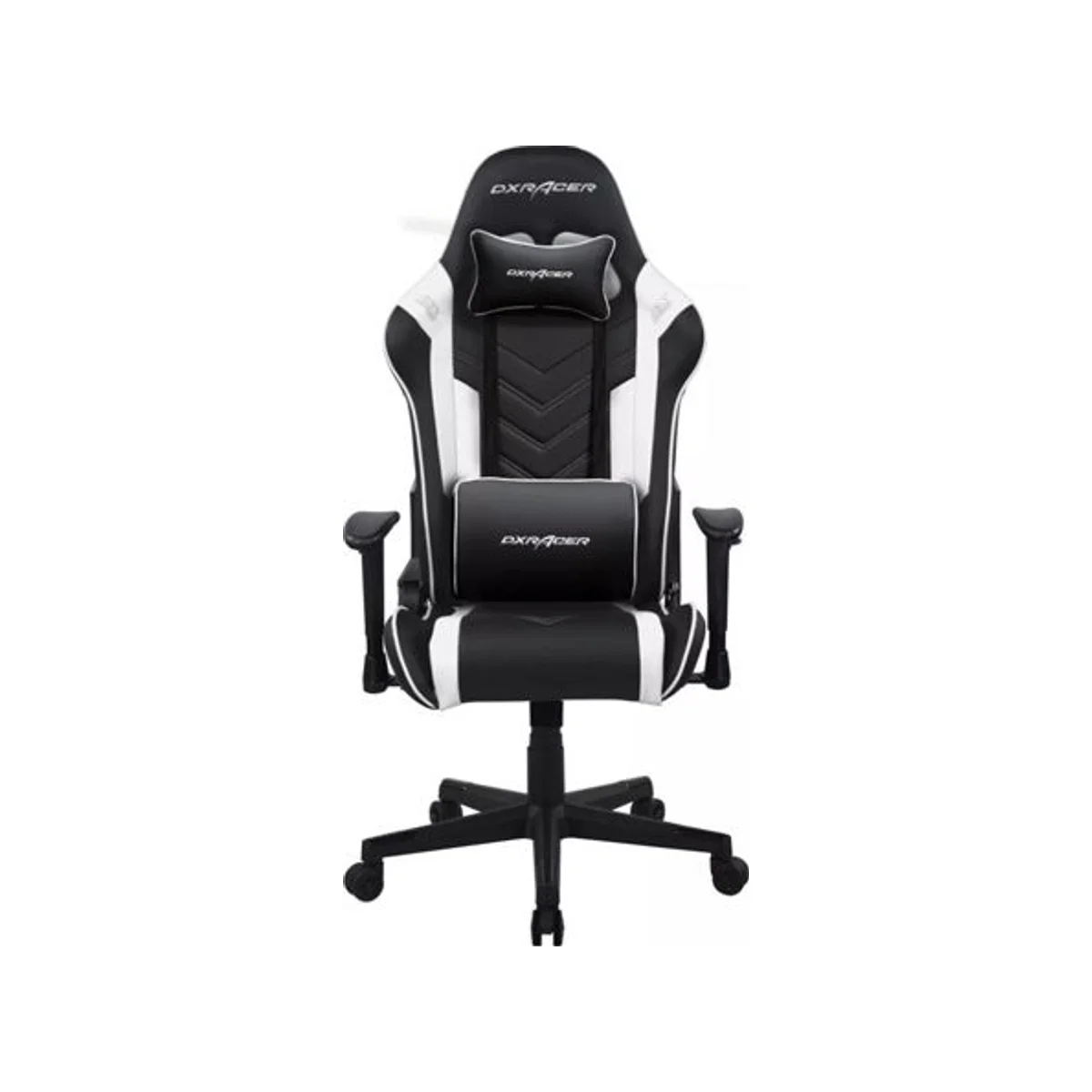 DXRACER P132 Prince Series Gaming Chair - Black/White (Premium PU-leather, High Density Foam, 1D Armrests, Steel Frame) - GC-P132-NW-F2-158