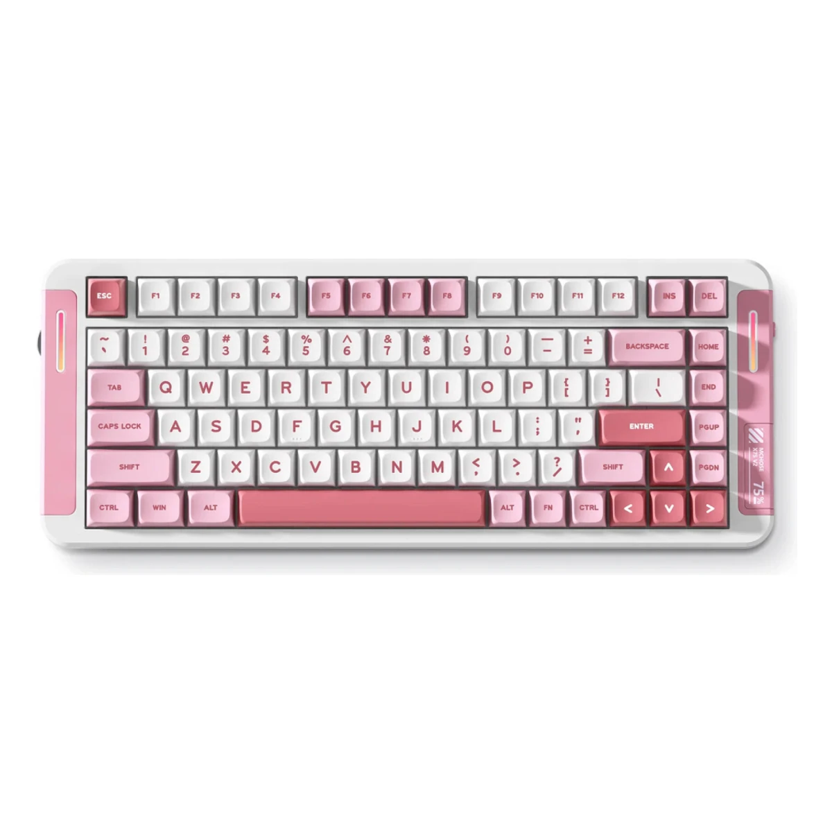MCHOSE X75 V2 Custom 75% RGB Tri-Mode Mechanical Gaming Keyboard - Pink | MC-X75V2-2