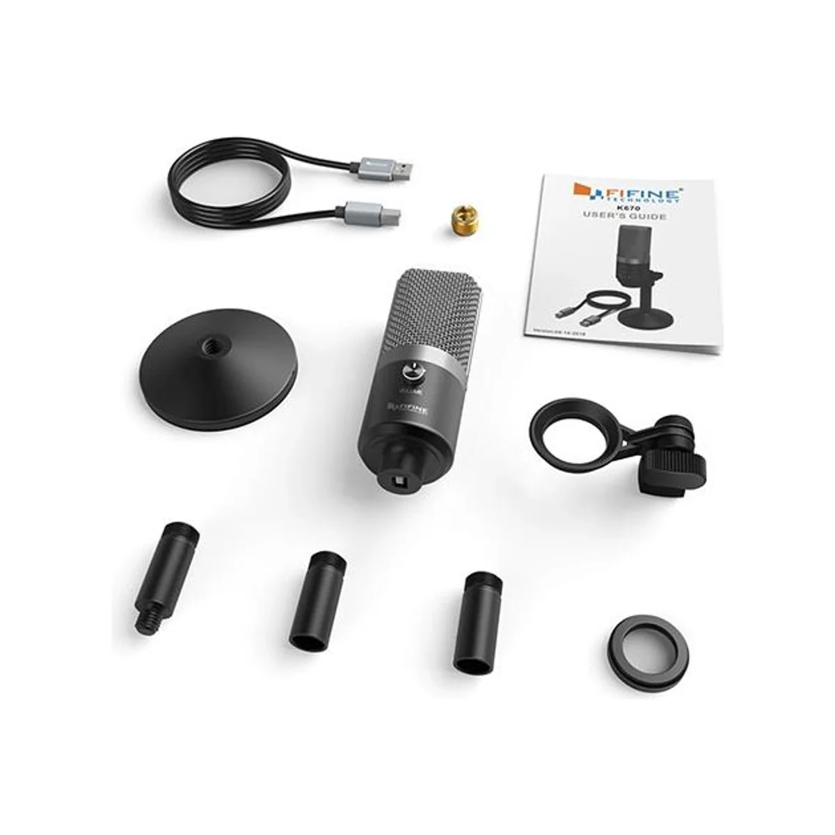 FIFINE K670 USB Condenser Microphone with Zero-Latency Monitoring Jack for Streaming & Podcasting - Silver/Black - K670 view 2