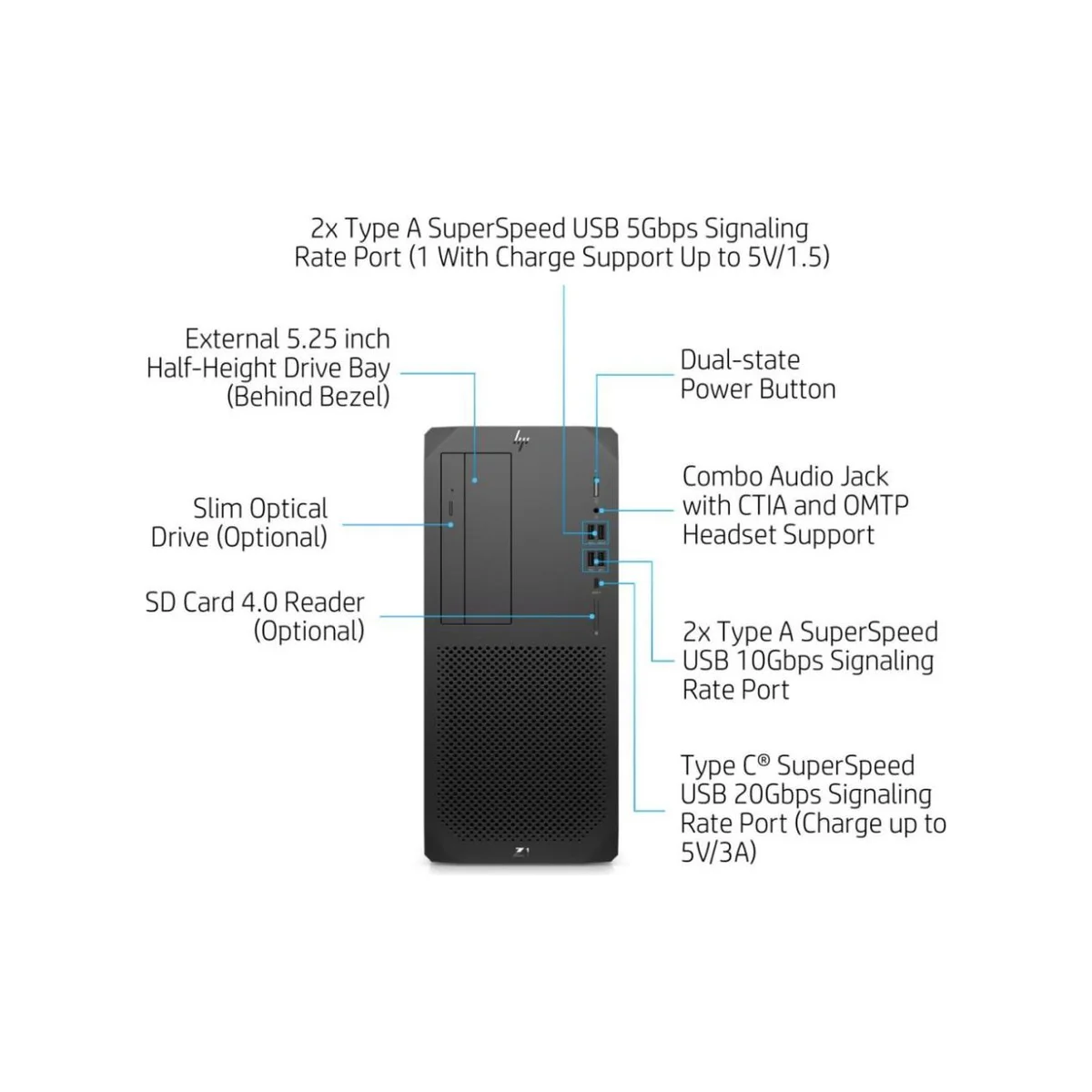 HP Z1 G8 Tower Workstation (Intel Core i7-11700, 16GB DDR4, 512GB SSD) - HP-Z1-G8-i7-11700 view 4