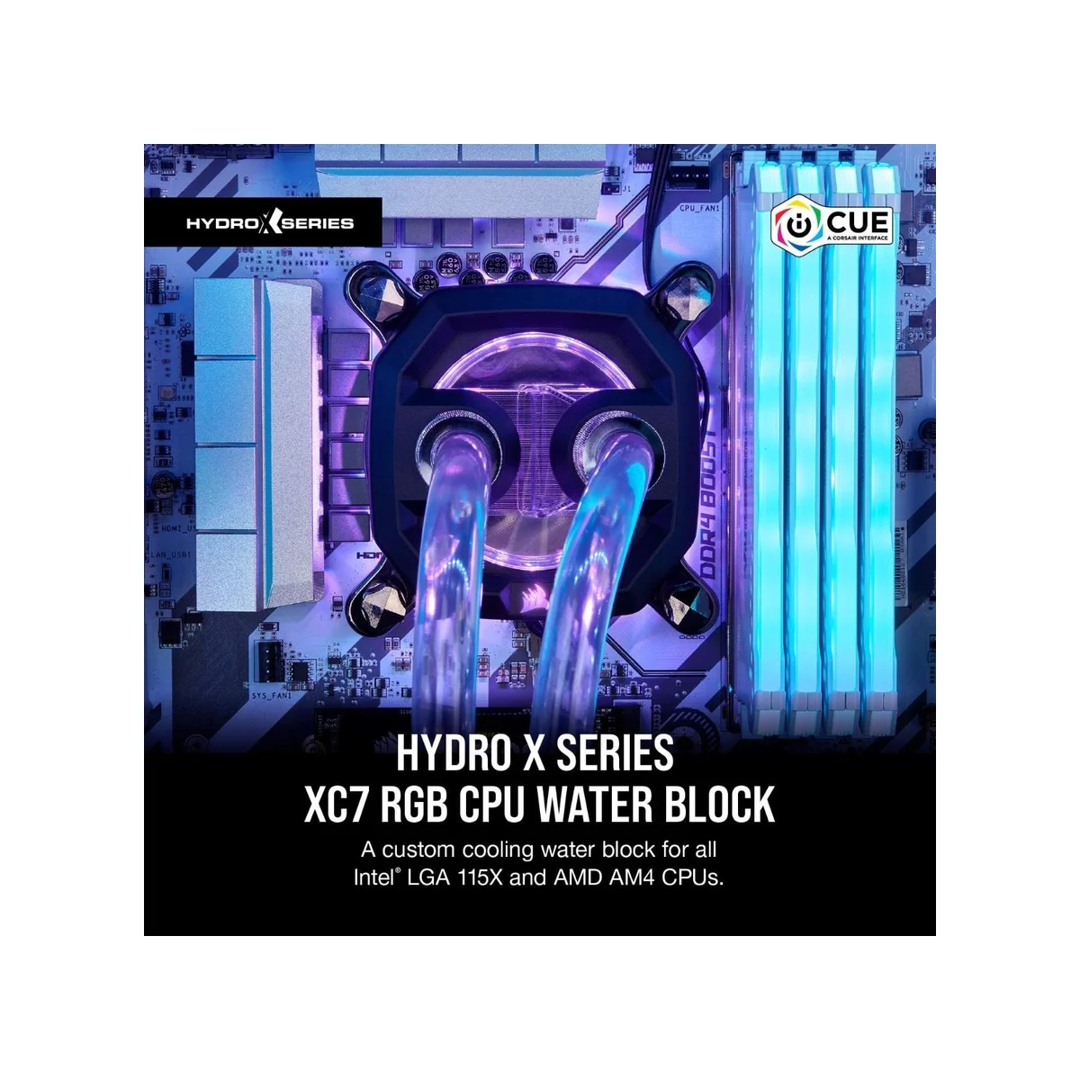 CORSAIR Hydro X Series XC7 RGB CPU Water Block (Black, RGB, Nickel-Plated Copper) - CX-9010004-WW view 9