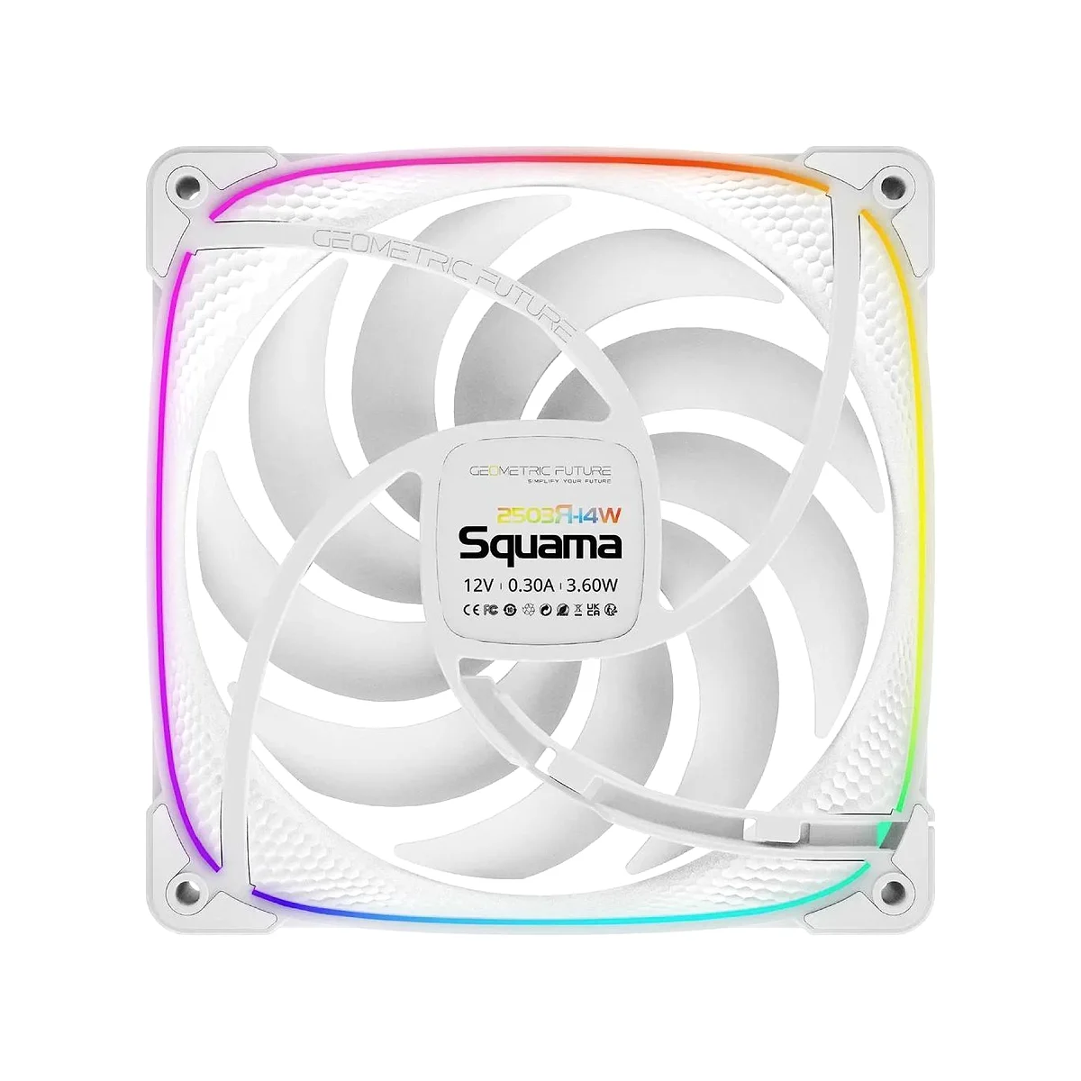 Geometric Future Squama 2503 RGB PWM 3 Pack Fan - White - GEO-S2503W-14T view 4