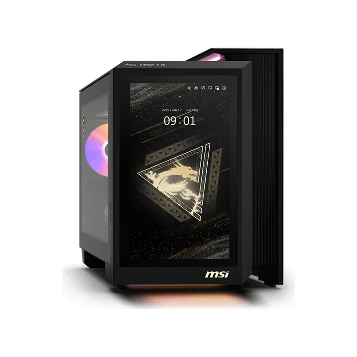 MSI MEG Vision X AI 2nd Barebone Gaming Desktop - Black (Intel Core Ultra 9 285K, 13.3" AI Touchscreen, Wi-Fi 7) - 936-B92111-011