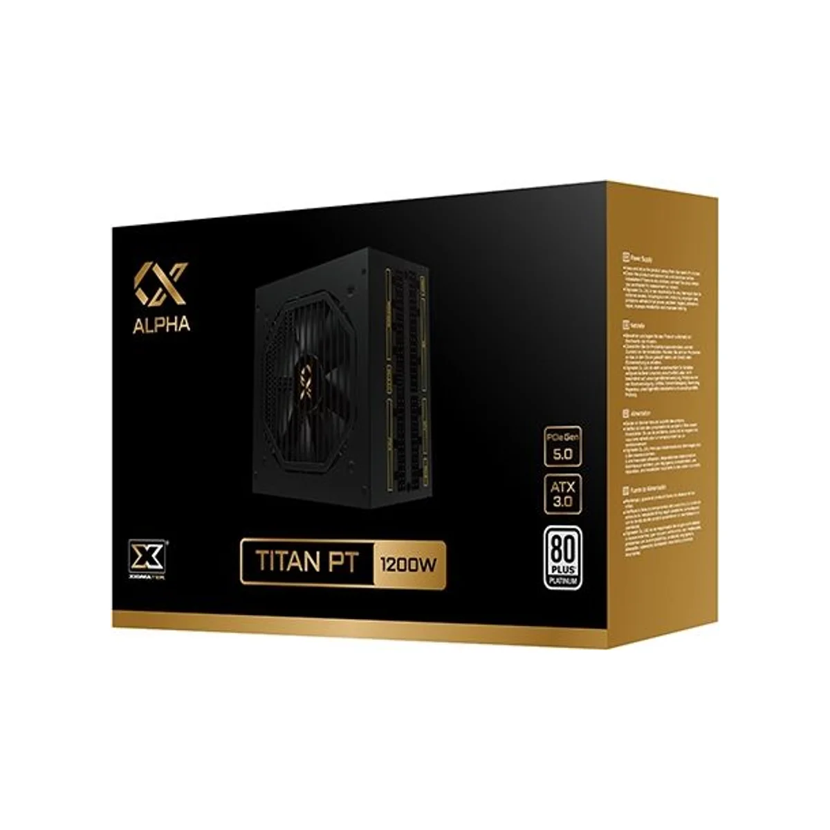 XIGMATEK Titan PT 1200W 80 Plus Platinum Fully Modular ATX 3.0 Power Supply - EN40597