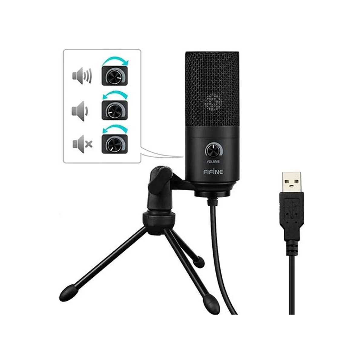 FIFINE Metal Condenser Recording Microphone For Laptop/MAC/Windows Cardioid Studio Recording Vocals, Voice Overs, Streaming Broadcast & YouTube Videos (Black) - K669B view 4
