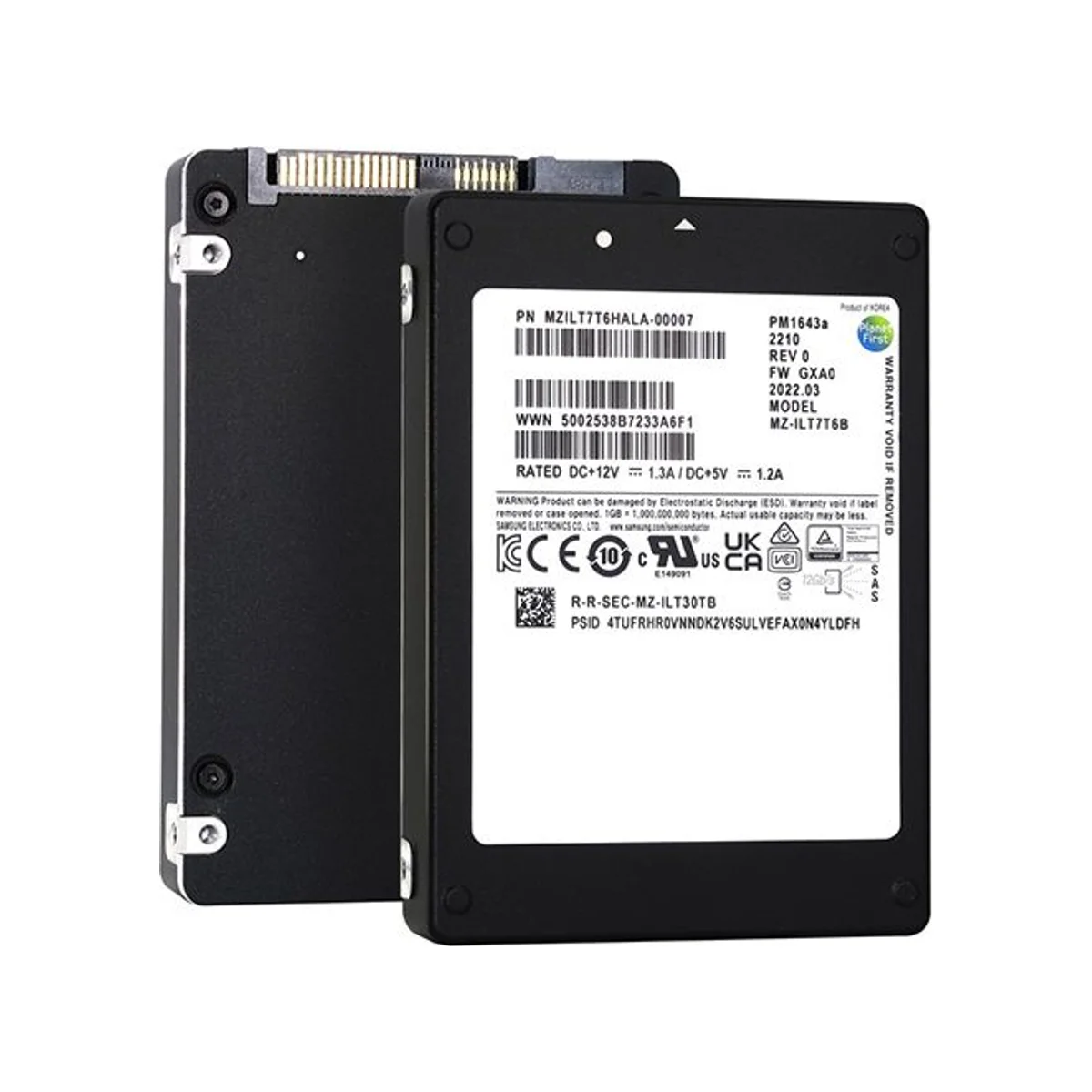 SAMSUNG PM1643A 7.68TB SAS 12Gb/s 2.5-inch SSD – MZILT7T6HALA-00007 view 2