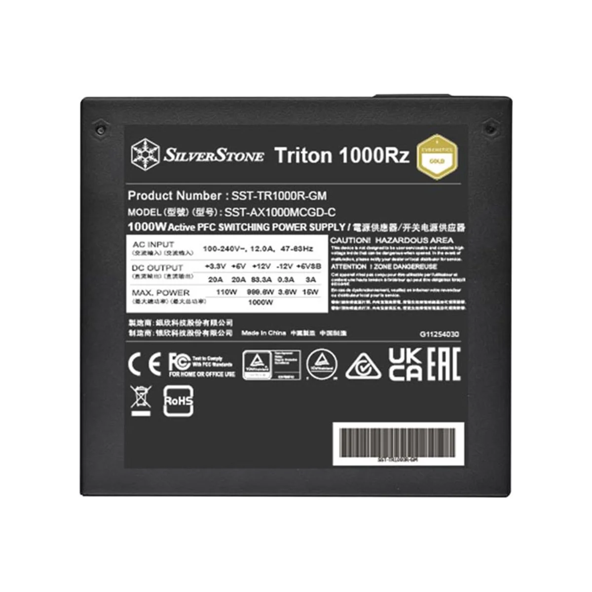 SilverStone Triton 1000Rz Cybenetics Gold 1000W PCIe 5 Fully Modular ATX Power Supply - Black - SST-TR1000R-GM view 7