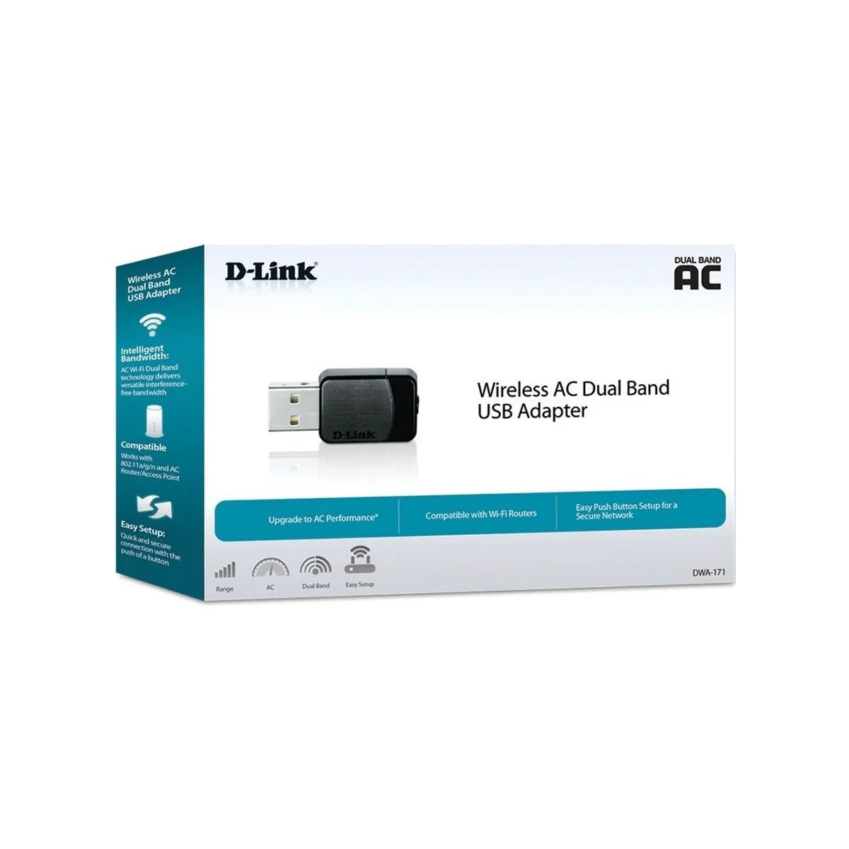 D-Link AC Dual-Band Nano USB Adapter (Wireless AC, Dual-Band, USB 2.0) - DWA-171 view 2