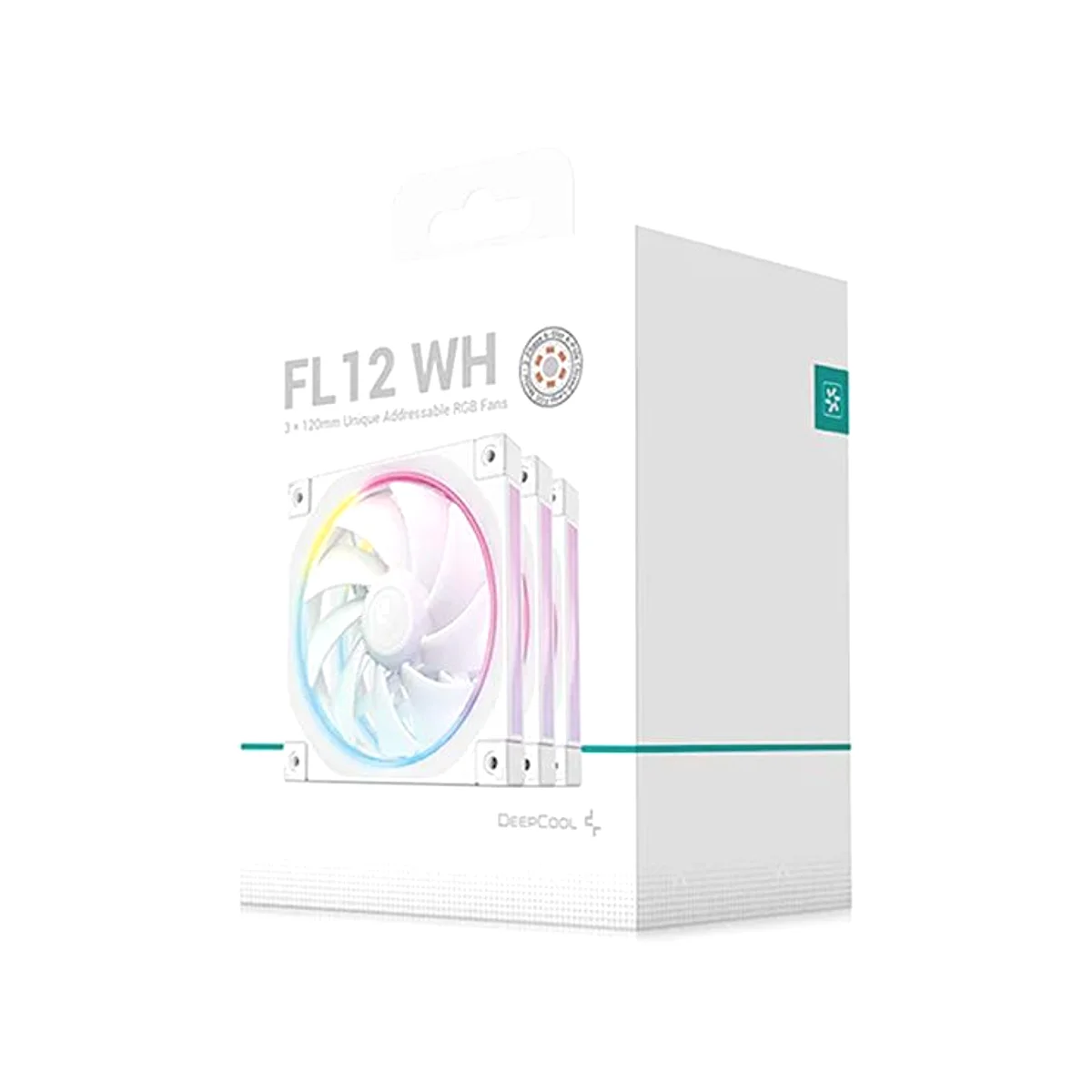 DEEPCOOL FL12 RGB LED 120mm PWM Triple Pack Fan - White - R-FL12-WHAPN3-G view 5