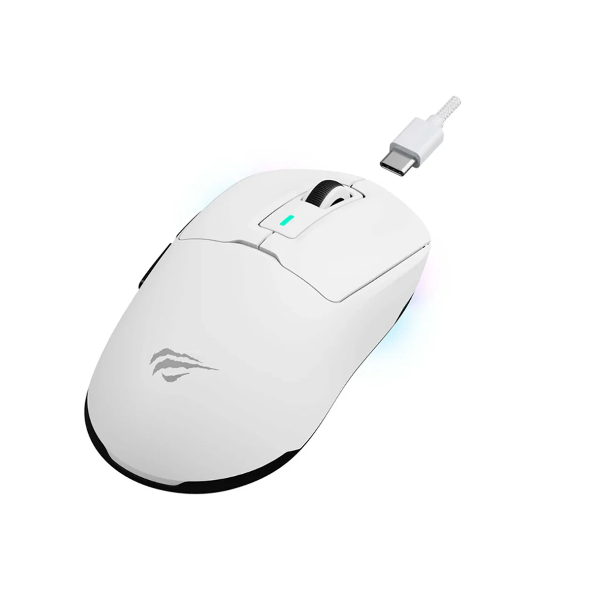HAVIT 8000DPI 2.4GHz Wireless Gaming Mouse (Wired+2.4G+BT5.1, 8000DPI, 6 Buttons) - White - MS969SE view 2