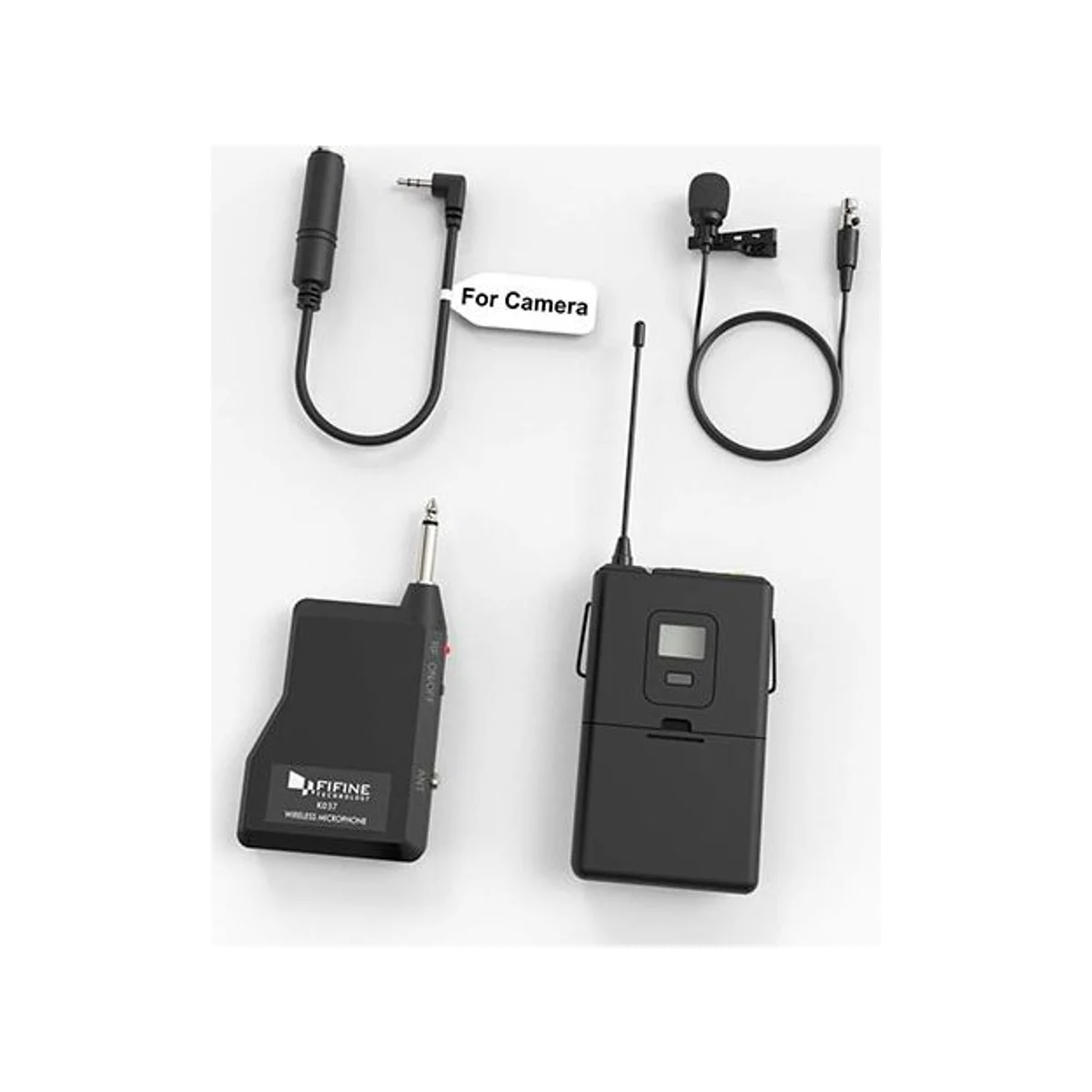 FIFINE 20-Channel UHF Wireless Lavalier Lapel Microphone System with Bodypack Transmitter & Portable Receiver (Black) - K037 view 2
