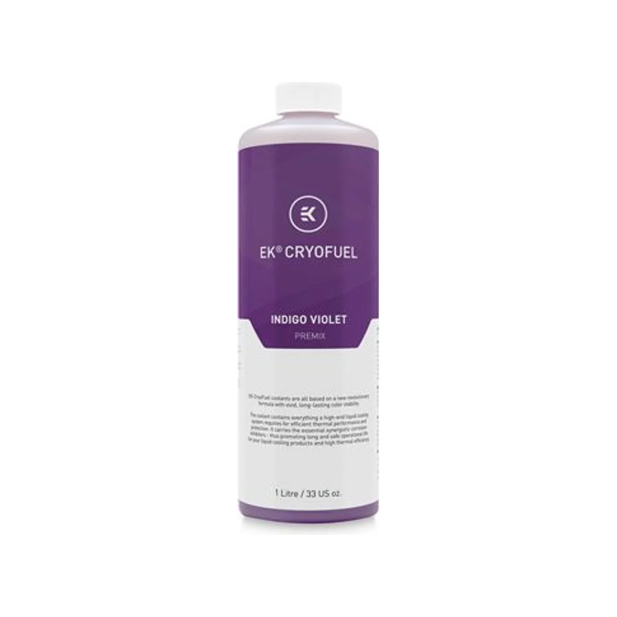 EKWB EK-CryoFuel Indigo Violet Premix 1000mL - Indigo Violet, UV Reactive, Low Conductivity - 3831109810415