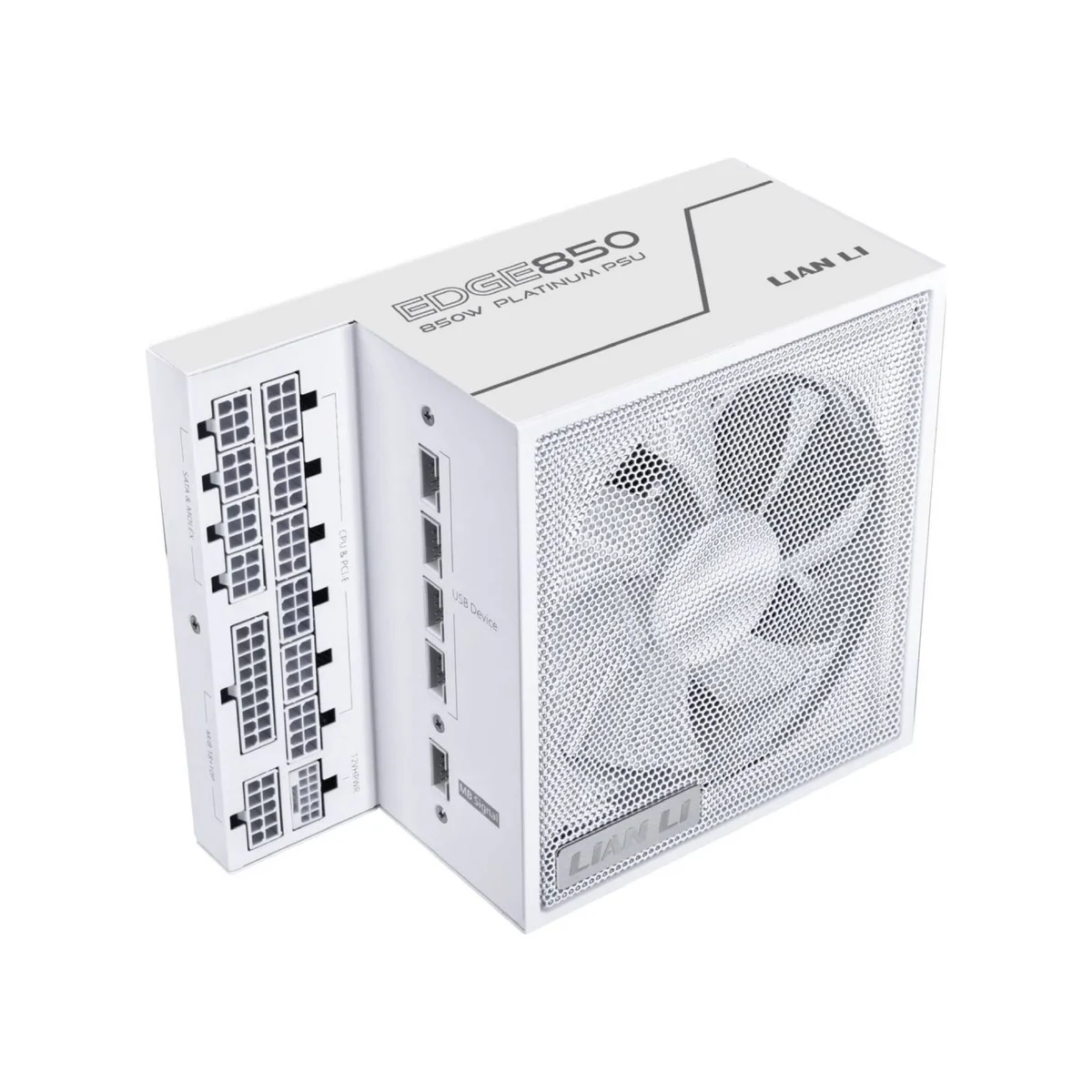 LIAN LI Edge 850W L-Shape ATX 3.1 Power Supply (80 Plus Platinum, Fully Modular, White) - G9P.EG0850.WE00.UK