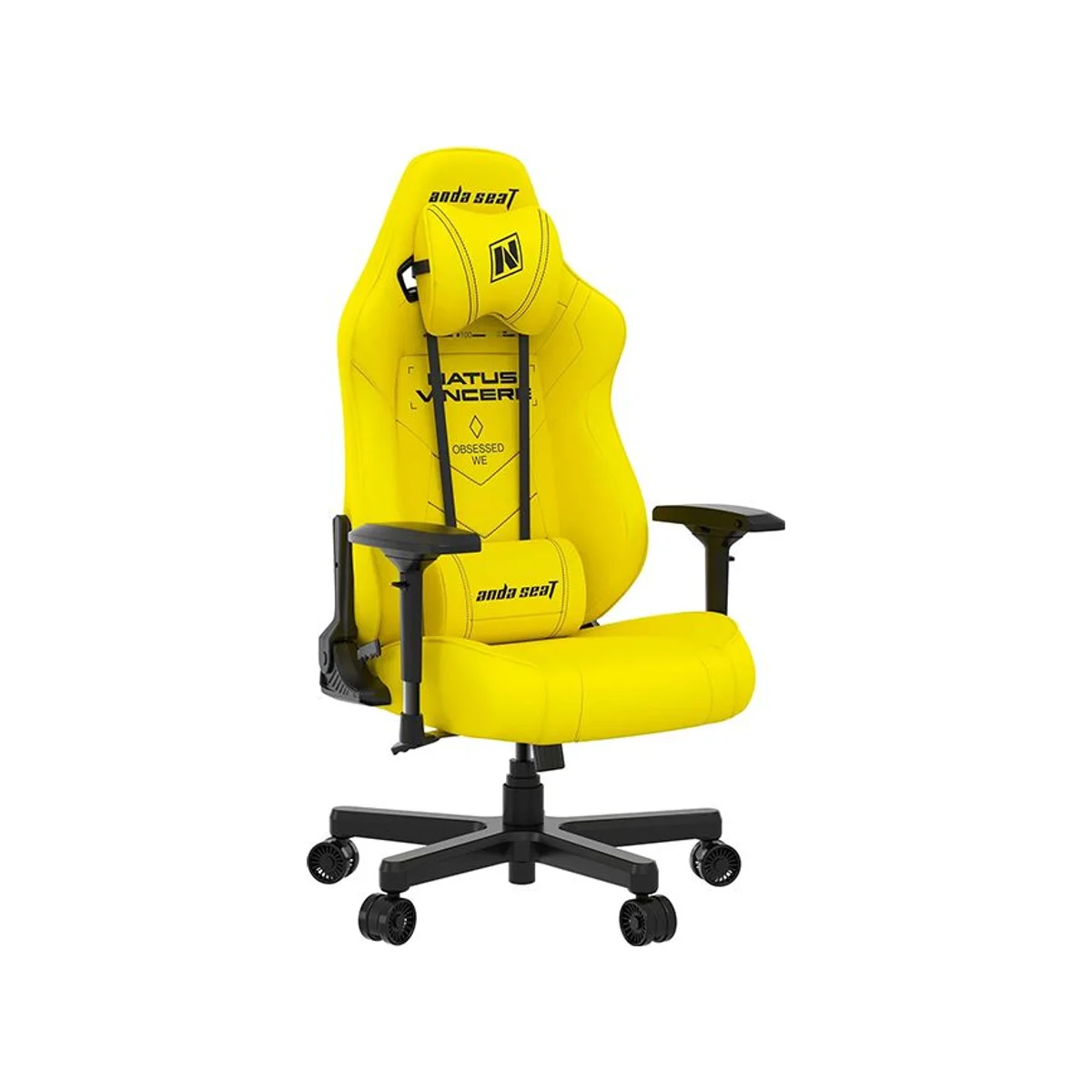 ANDASEAT Premium Gaming Chair NAVI Edition - Yellow (Ergonomic, PVC Leather, Class-4 Gas Lift) - AD19-05-Y-PV view 4