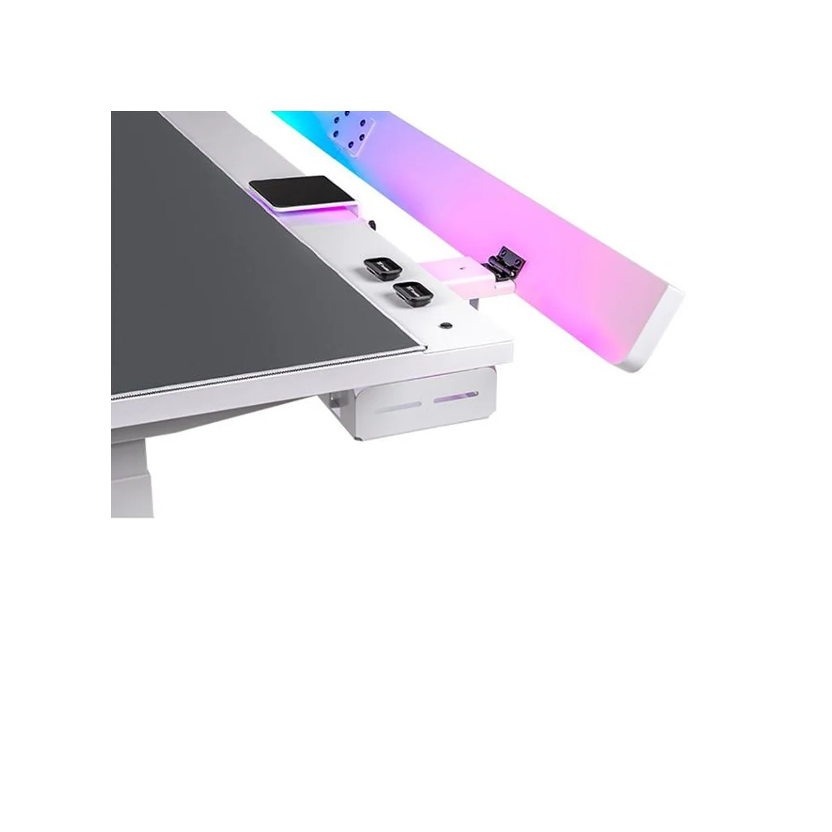 Thermaltake G700 RGB Adjustable Height Electric Gaming Desk - White | Two Motors, 160cm Width - GGD-G70-WHEIRX-22 view 4