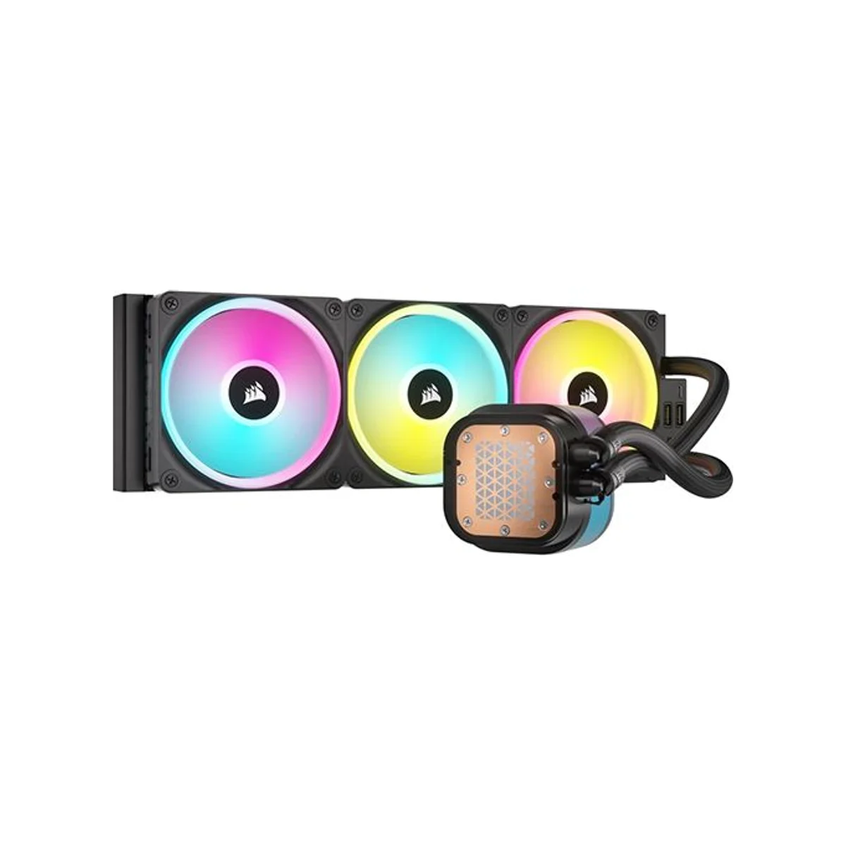 CORSAIR iCUE LINK H150i LCD CPU Liquid Cooler - Black (360mm Radiator, QX120 RGB Fans, Customizable LCD Screen) - CW-9061008-WW view 2