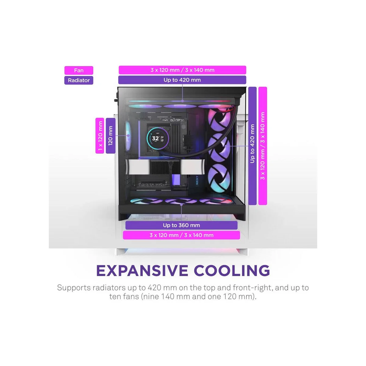NZXT H9 Flow RGB+ ATX Mid Tower Gaming Case – Black - CM-H92FB-P1 view 4