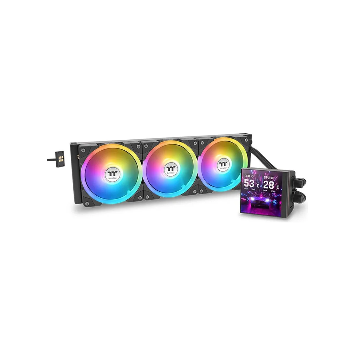Thermaltake MAGFloe 360 Ultra ARGB Sync AIO Liquid CPU Cooler - Black (360mm Radiator, 3.95" LCD Display, ARGB Fans) - CL-W432-PL12SW-A