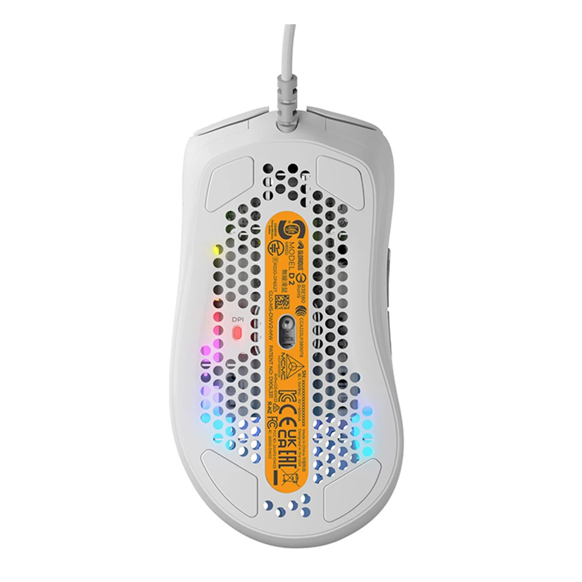 Glorious Model D 2 Wired Optical RGB Gaming Mouse - White (26K DPI, 1000Hz Polling, 80M Clicks) - GLO-MS-DV2-MW view 5