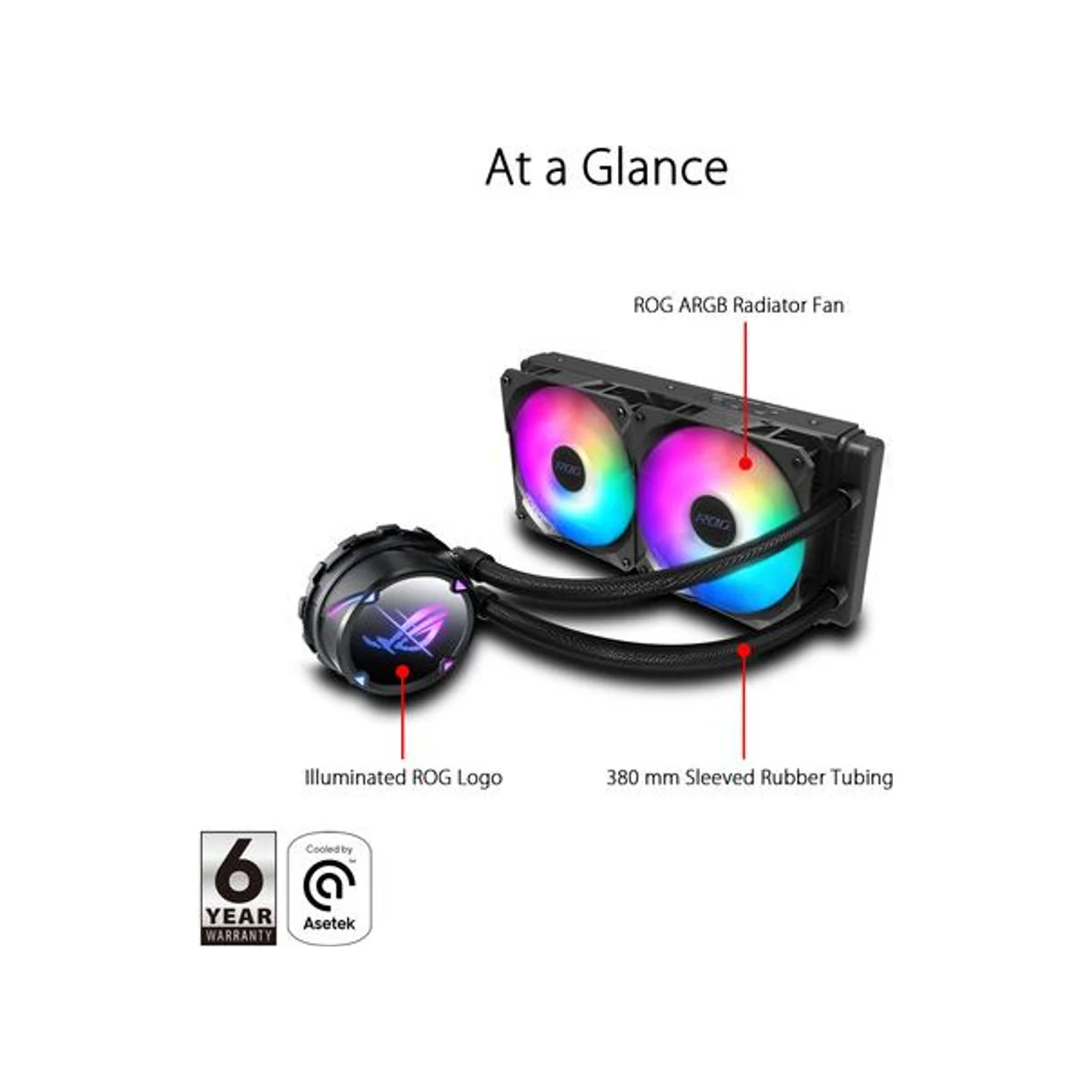 ASUS ROG Strix LC II 240 ARGB Liquid CPU Cooler - Black (240mm Radiator, 2x 120mm ARGB Fans, 2500 RPM) - 90RC00E1-M0UAY0 view 2