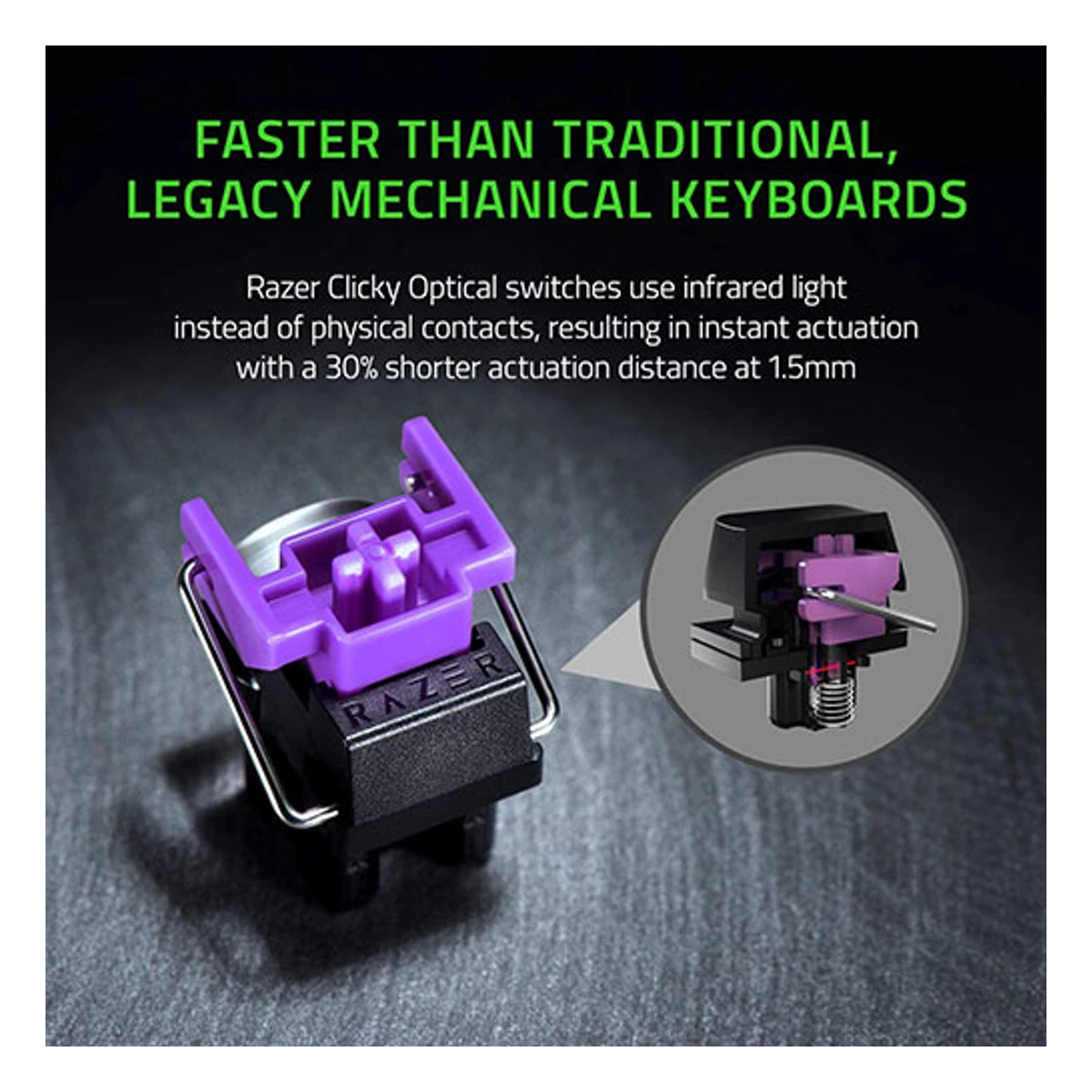 Razer Huntsman Mini 60% Gaming PBT Chroma RGB Keyboard with Clicky Purple Optical Switches | RZ03-03390100-R3M1 view 6