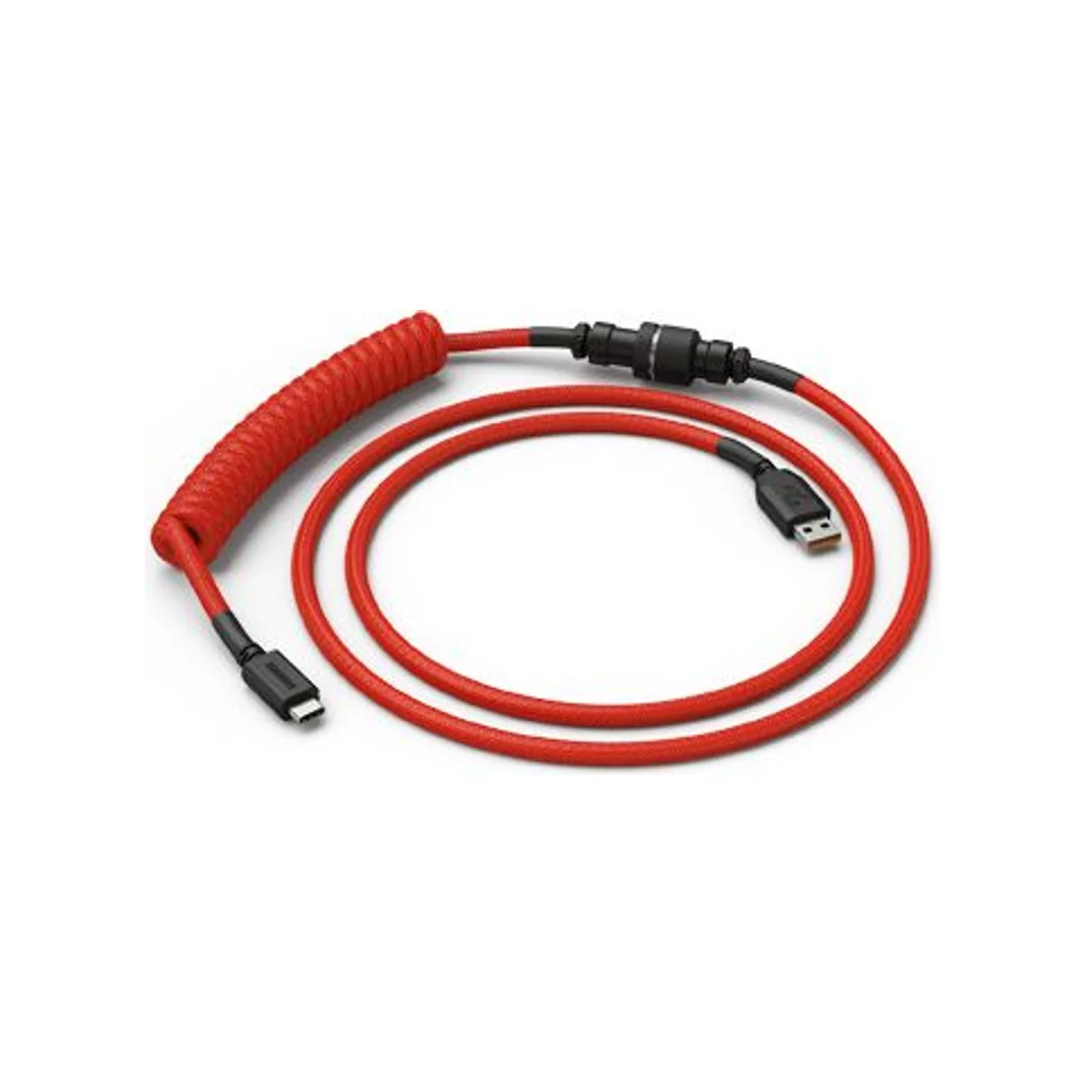 Glorious Crimson Red Coiled Cable (USB-C to USB-A, 4.5 ft) - GLO-CBL-COIL-RED